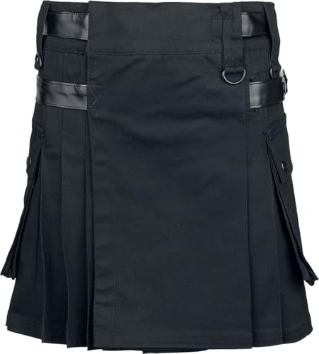Gothicana by EMP Kilt gonna nera a pieghe fibbia tasche