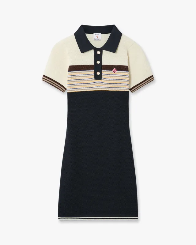 Casablanca Café Culture abito mini polo navy lana