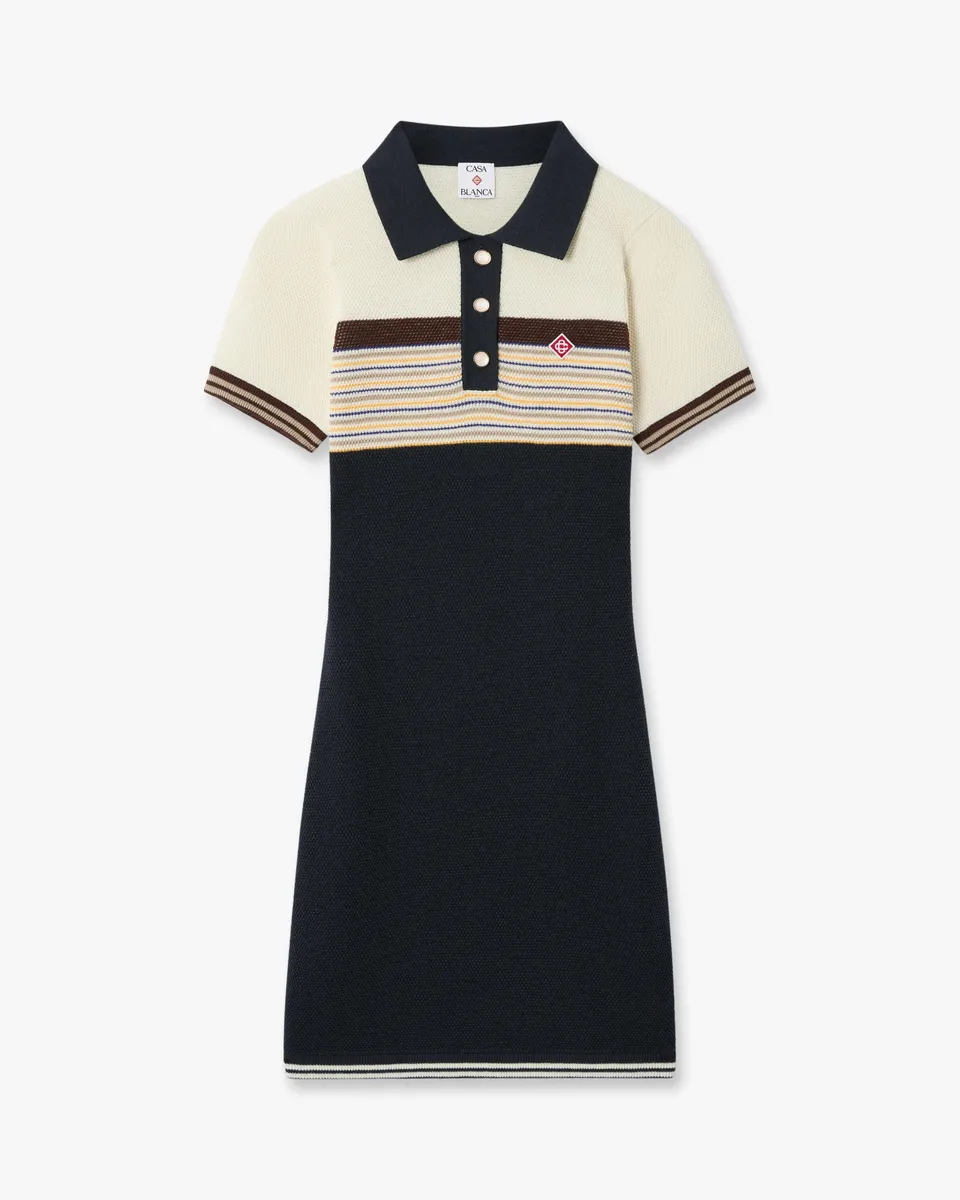 Casablanca Café Culture abito mini polo navy lana