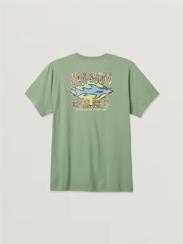 Maui and Sons Shark Surf T-Shirt verde salvia
