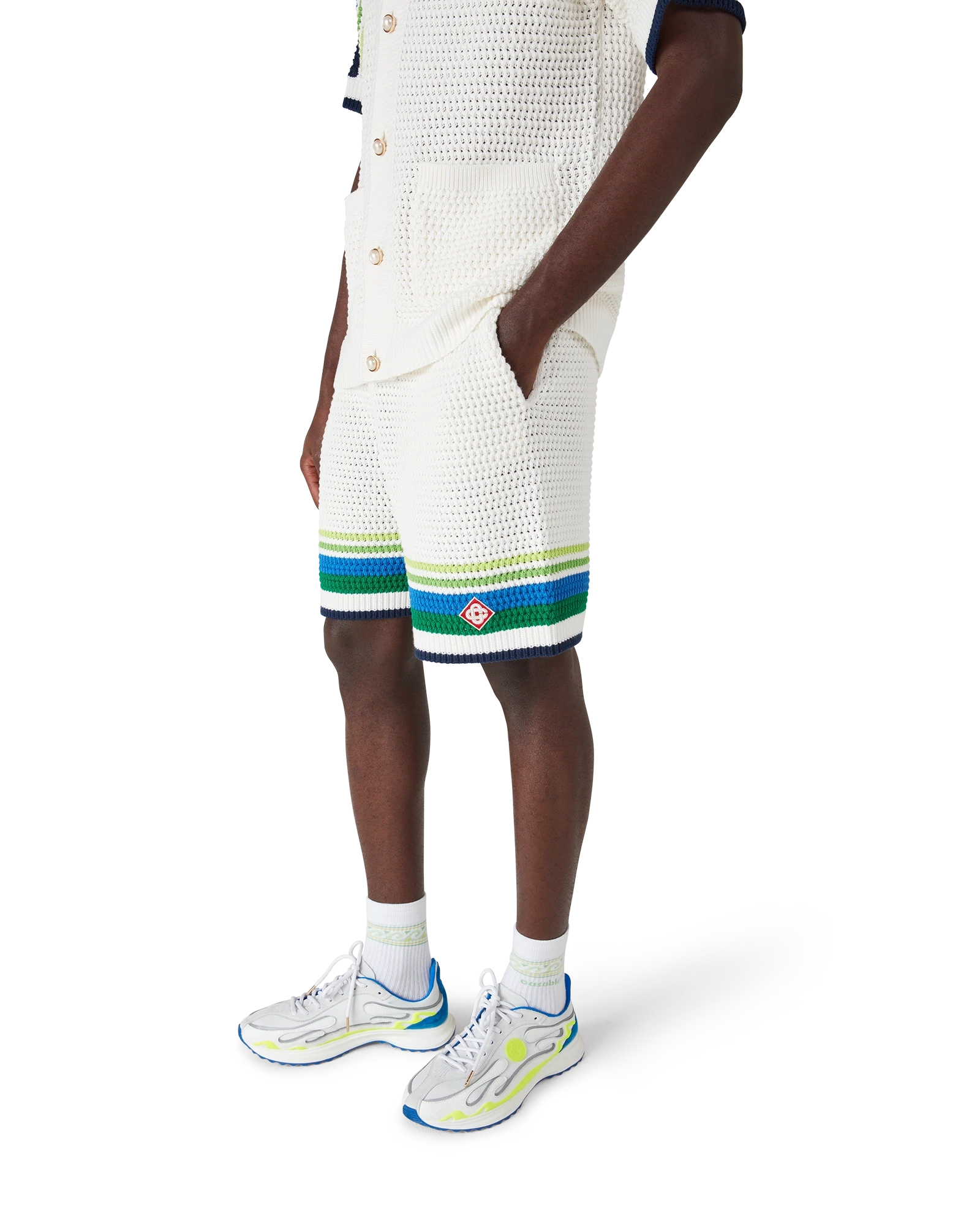Casablanca Stripe Knitted shorts bianchi uomo