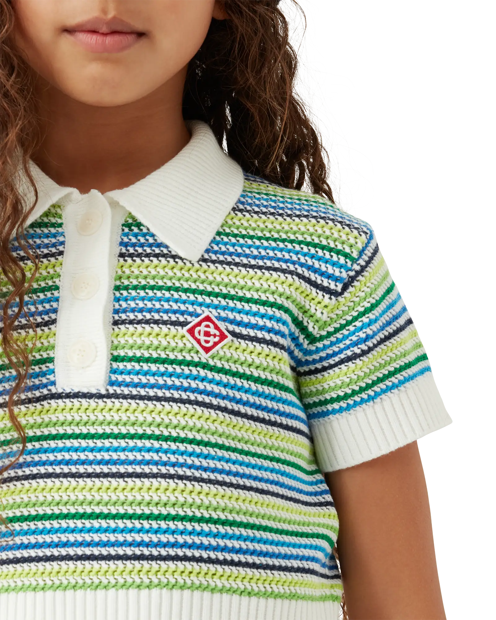Casablanca Stripe top crochet bimbo verde righe cotone