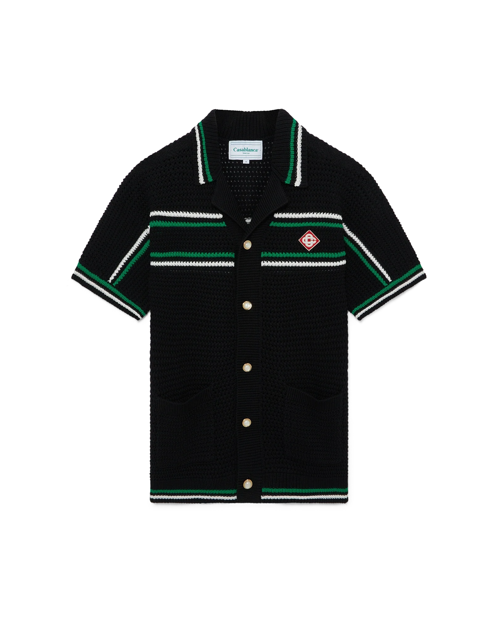 Casablanca Tennis camicia crochet cotone nera taglia M