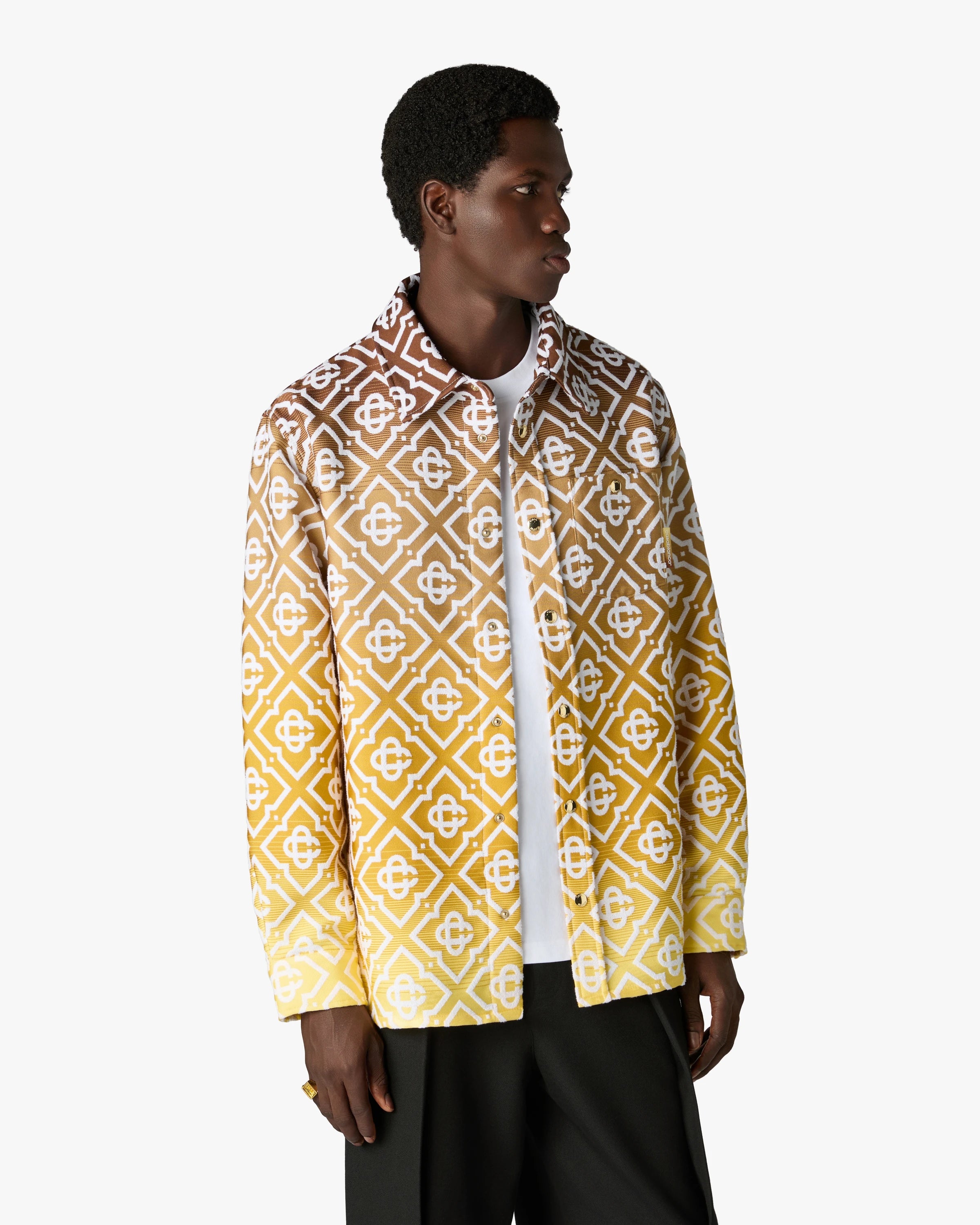 Casablanca Gradient Monogram camicia giacca beige bouclé