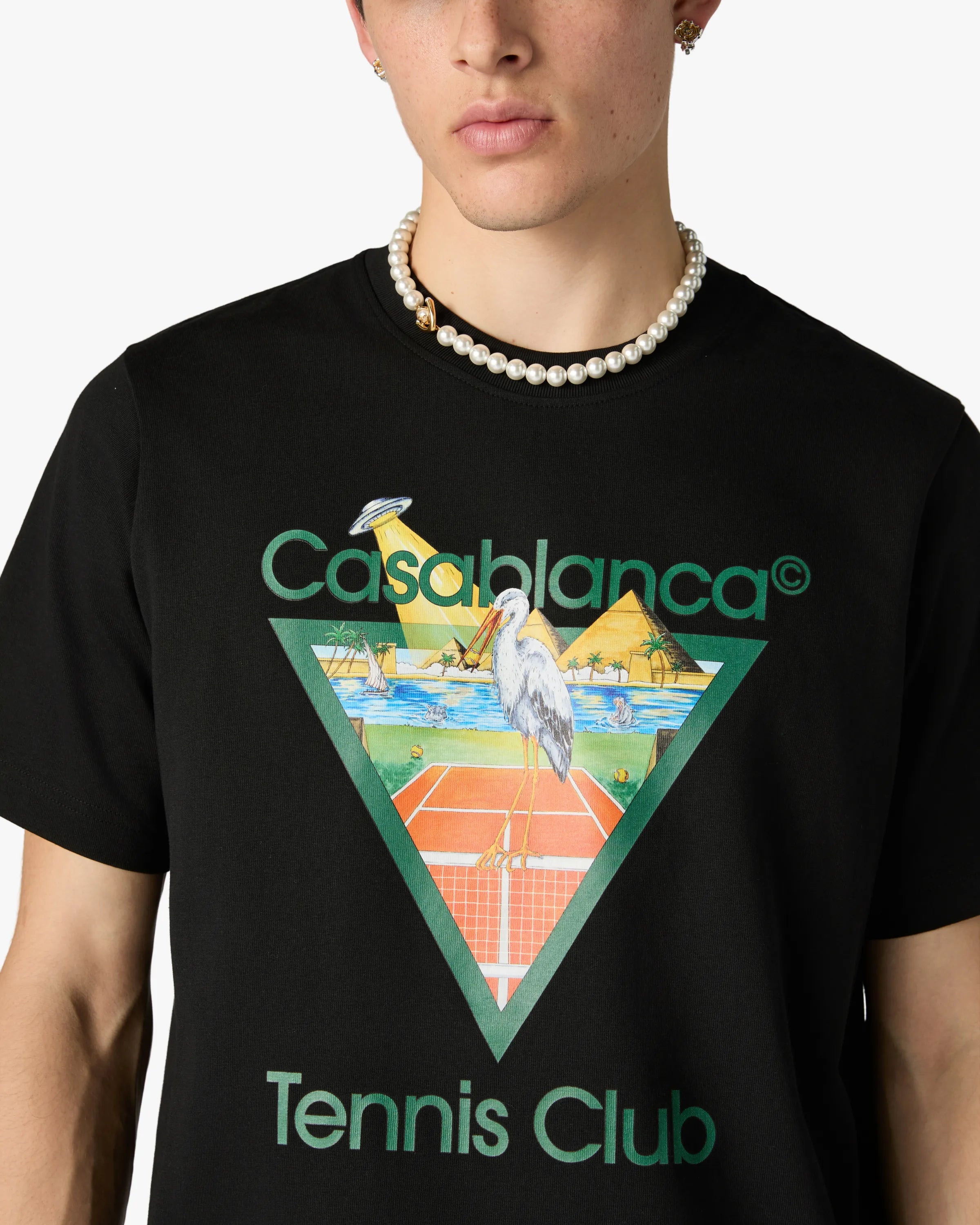 Casablanca Tennis Club Pyramid t-shirt nera