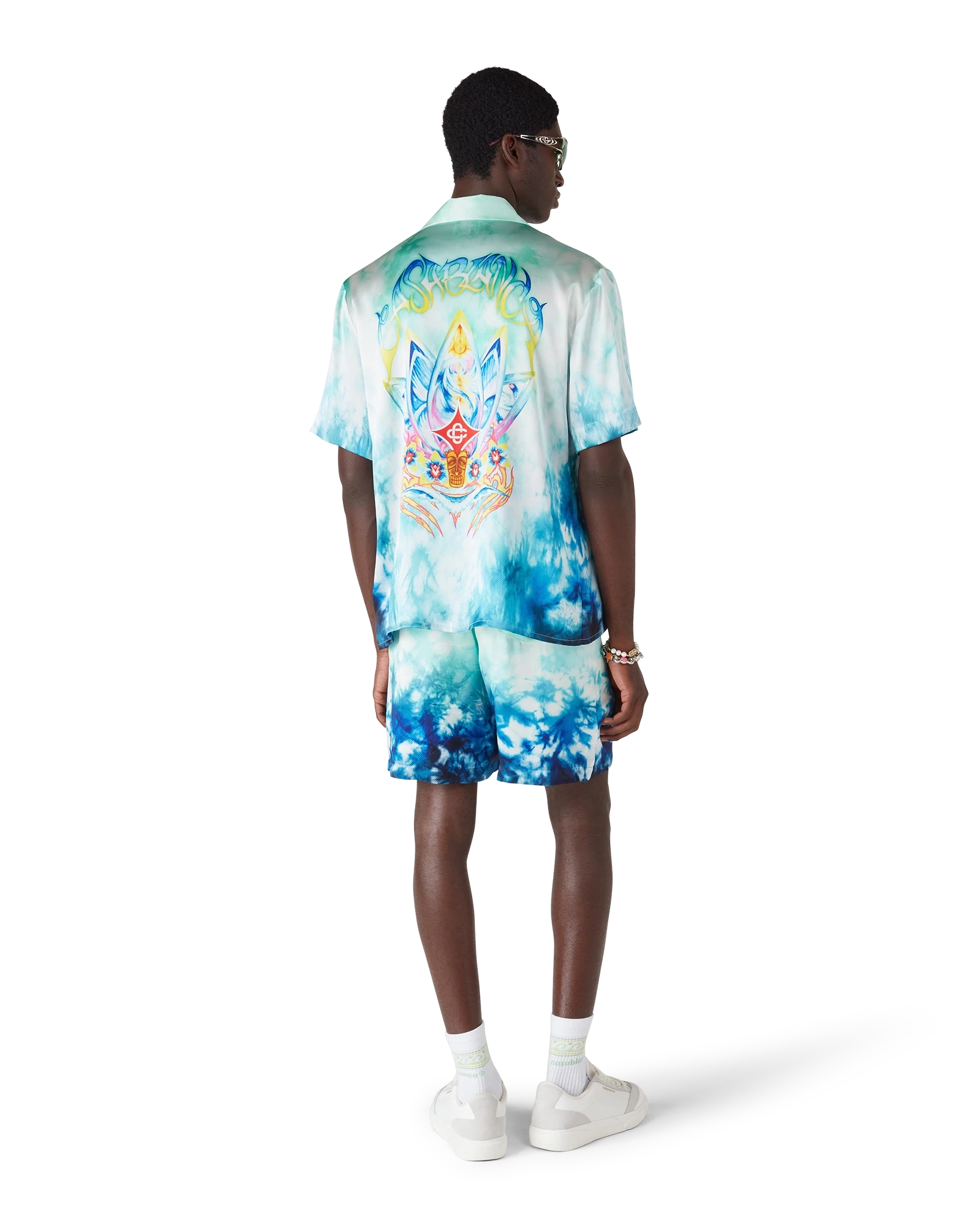 Casablanca Surf Lotus camicia seta multicolore