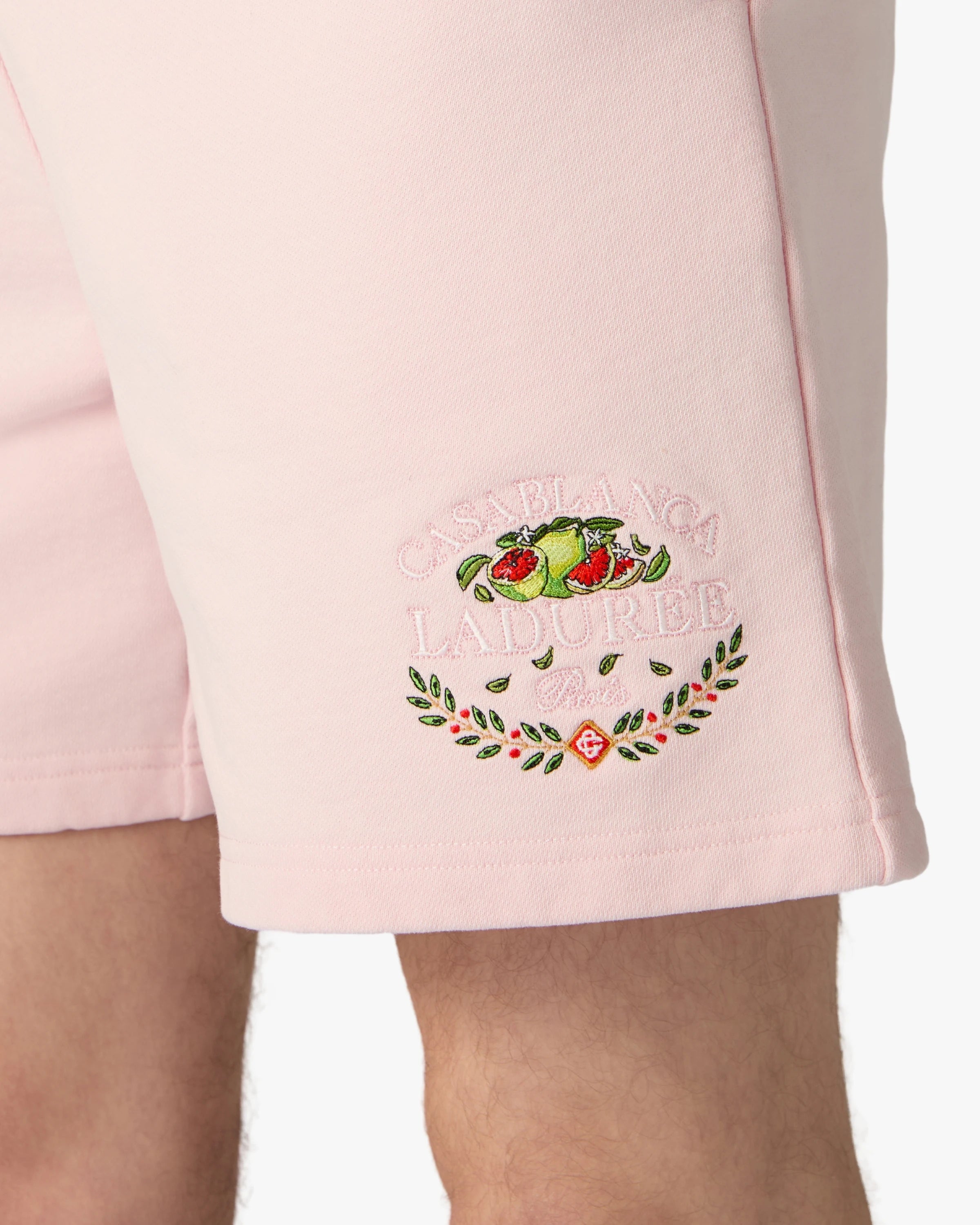 Casablanca Laduree shorts donna rosa cotone ricamato