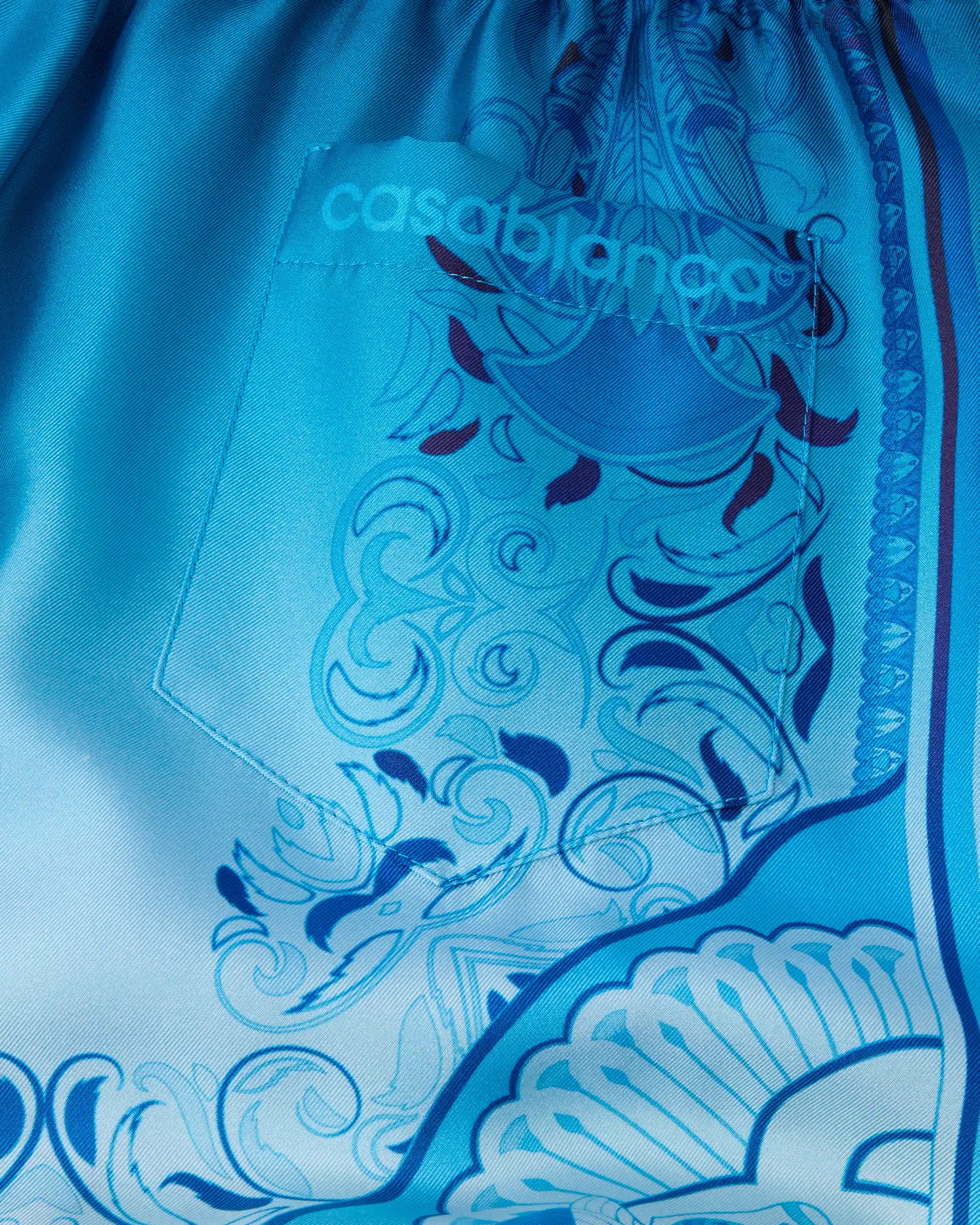 Casablanca Egyptian Rug pantaloncini seta blu sfumato