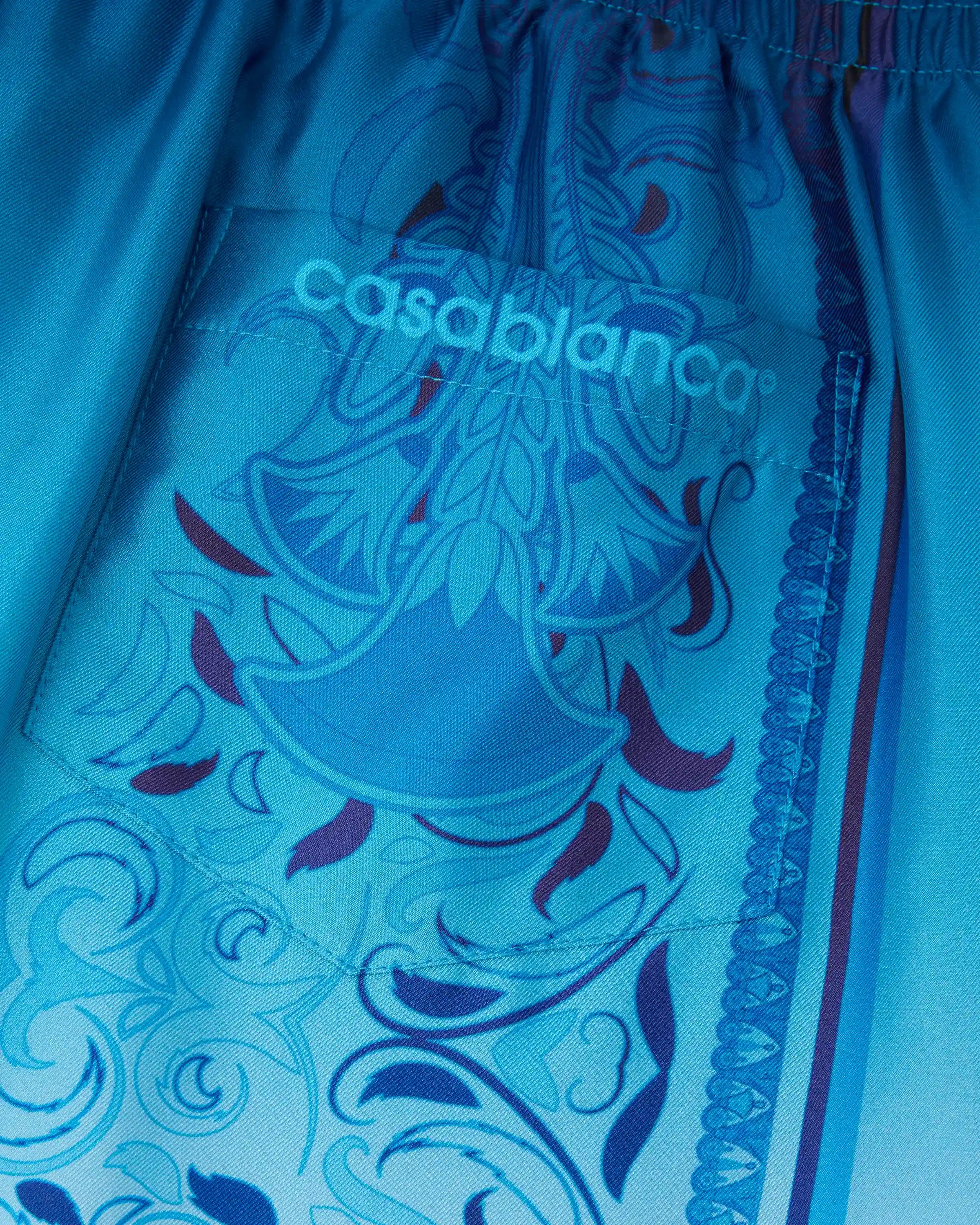 Casablanca Egyptian Rug shorts blu seta pura