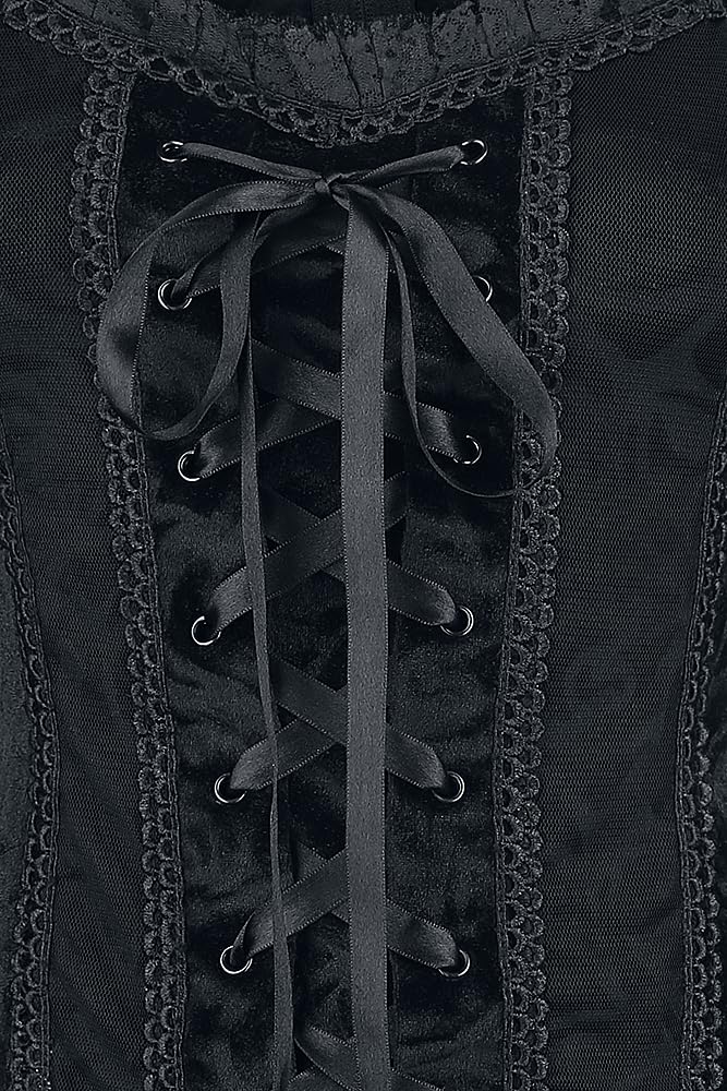 Gothicana by EMP Maglia Nera Volant Maniche Lunghe L Gotica