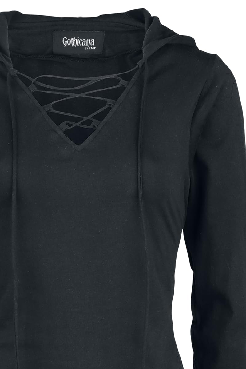 Gothicana by EMP Abito Felpa Nero con Cappuccio M Gothic