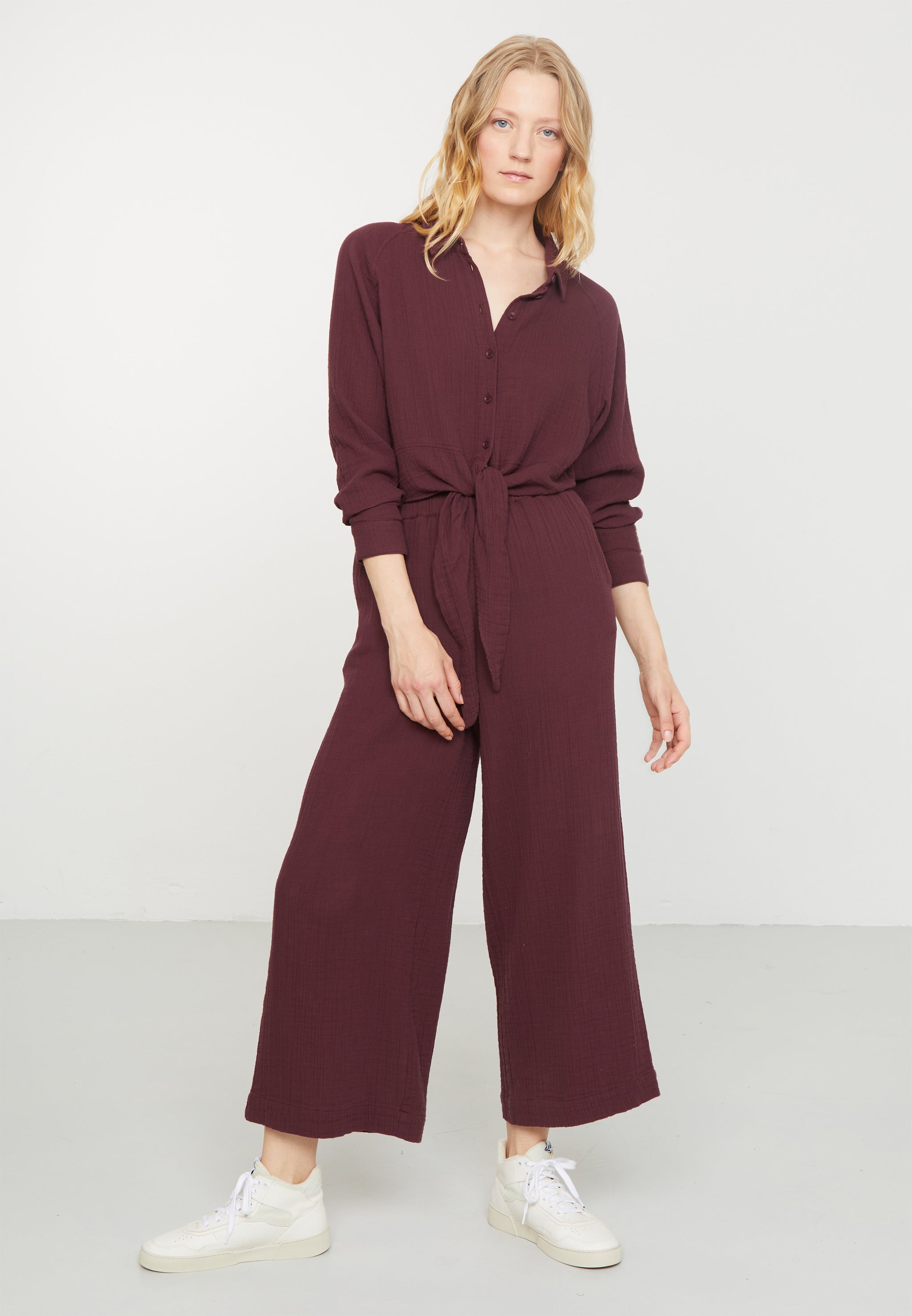 Recolution Vanilla camicia prugna mussola bio