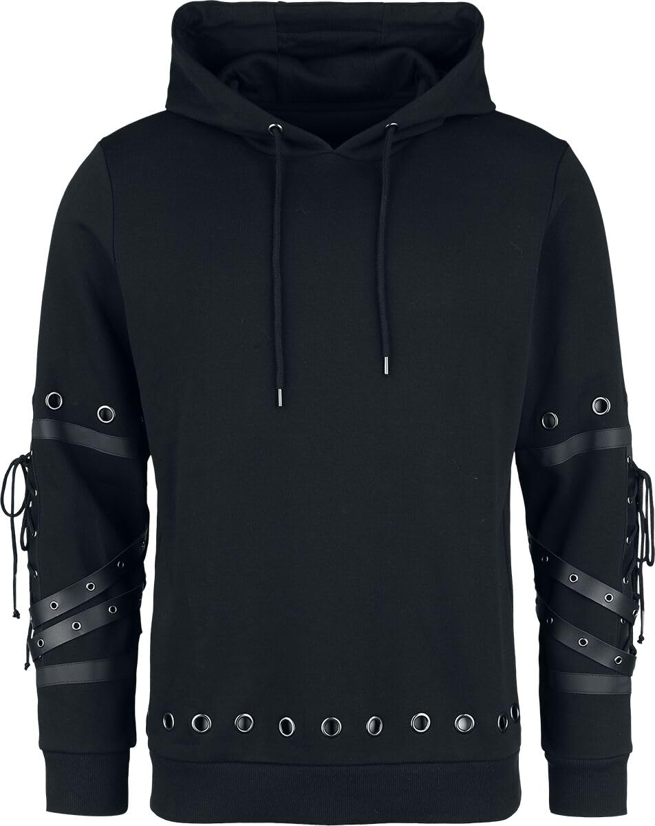 Gothicana by EMP Felpa Cappuccio Nera Borchie Uomo