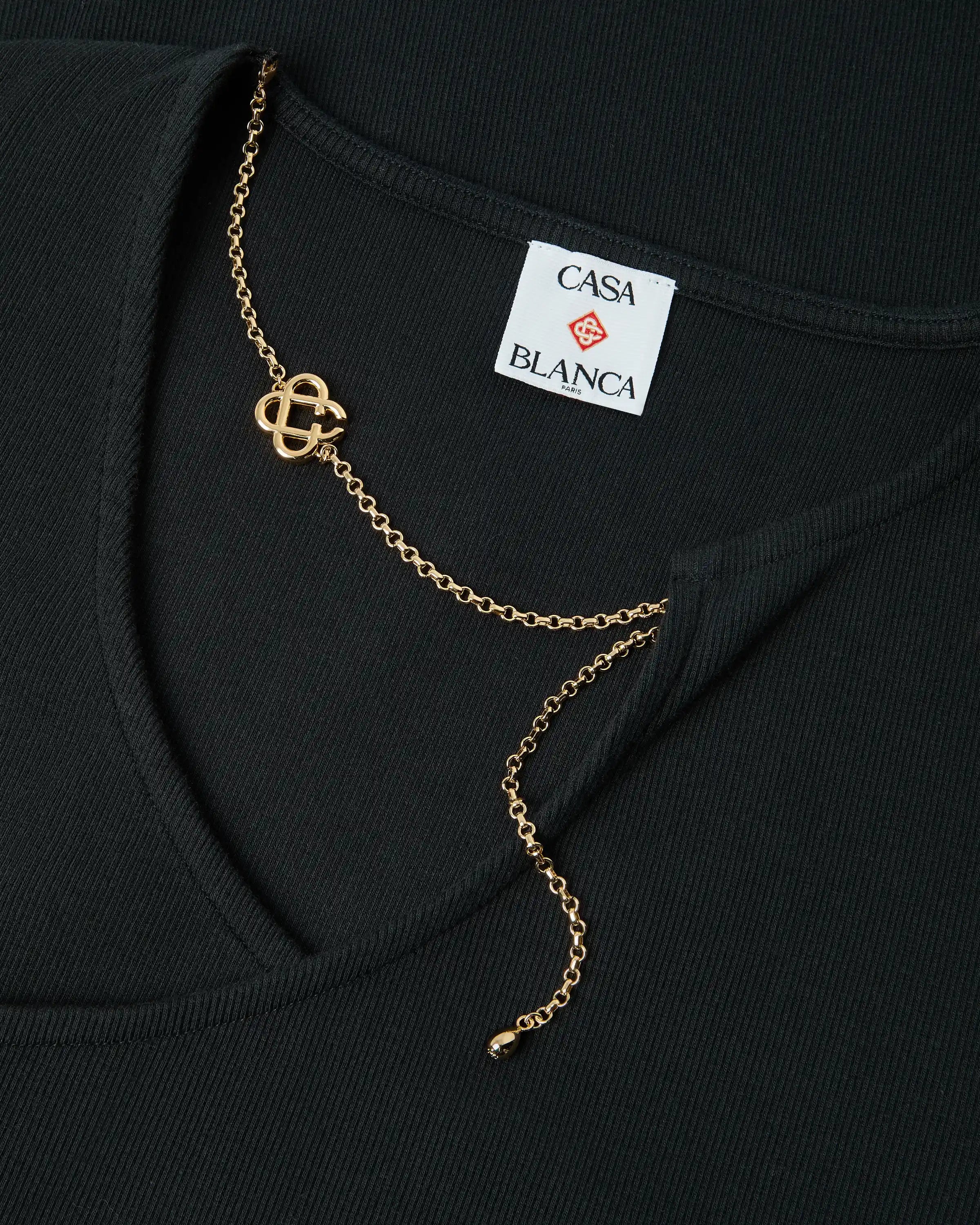 Casablanca Jewellery Maxi abito nero costina cotone organico
