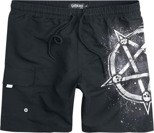 Gothicana by EMP Pantaloncini Mare Neri Stampa Pentagramma