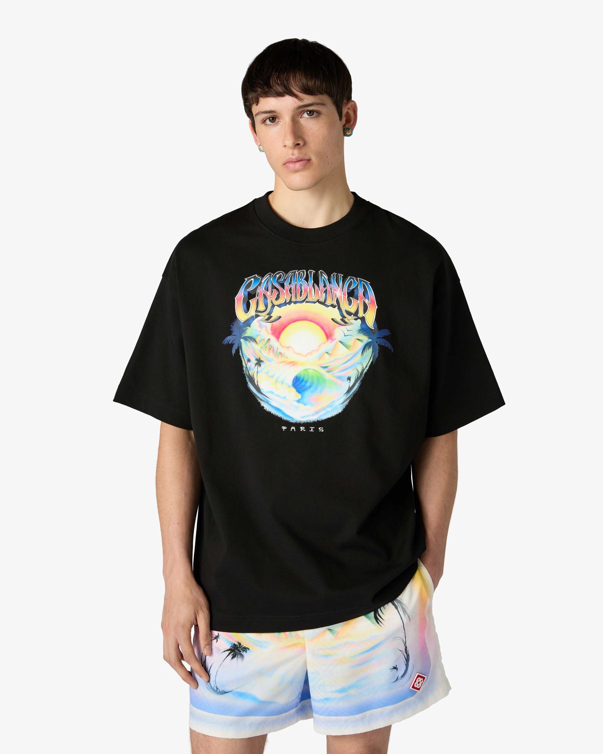 Casablanca Airspray t-shirt nera oversize cotone