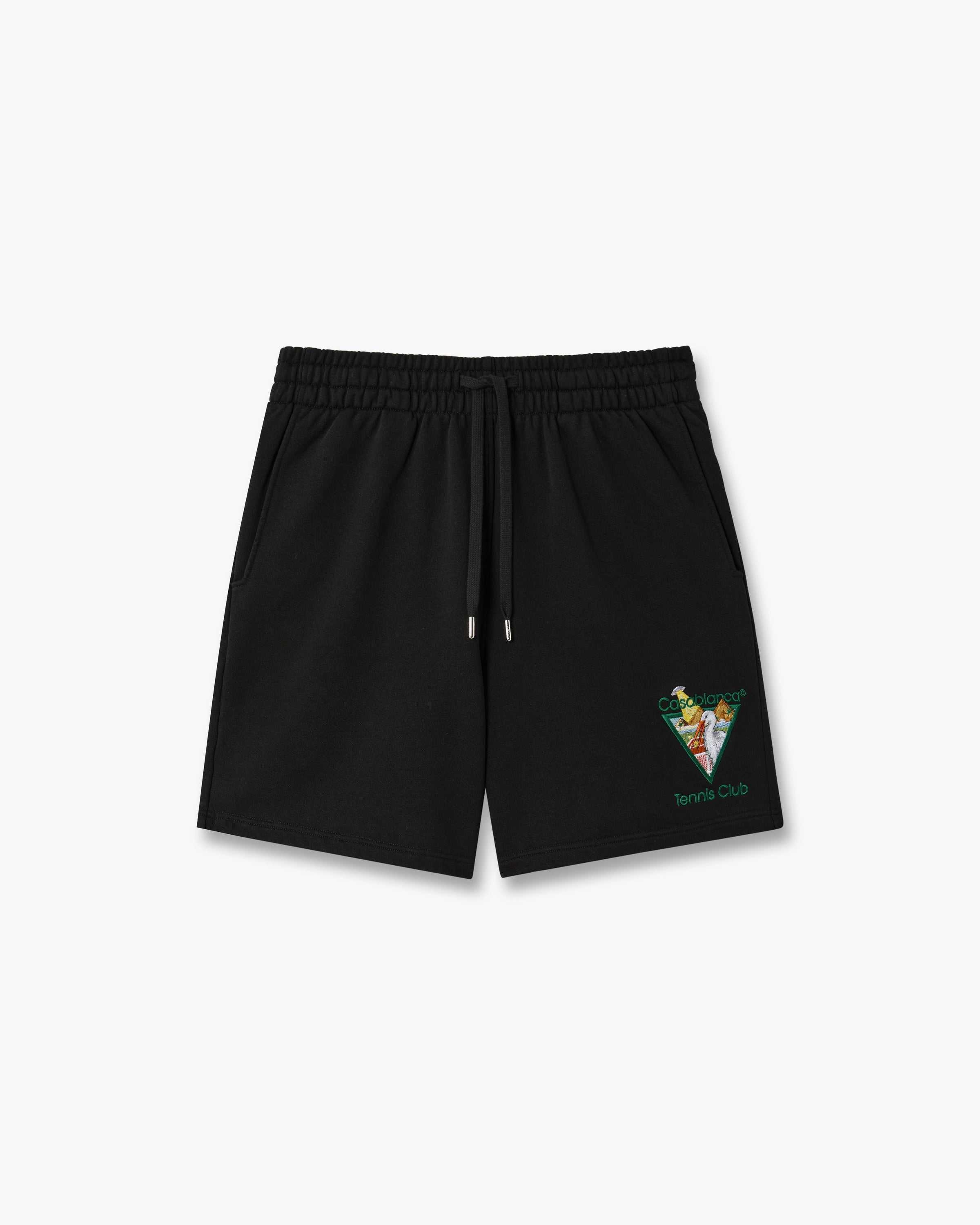 Casablanca Tennis Club Pantaloncini Neri Cotone Ricamati