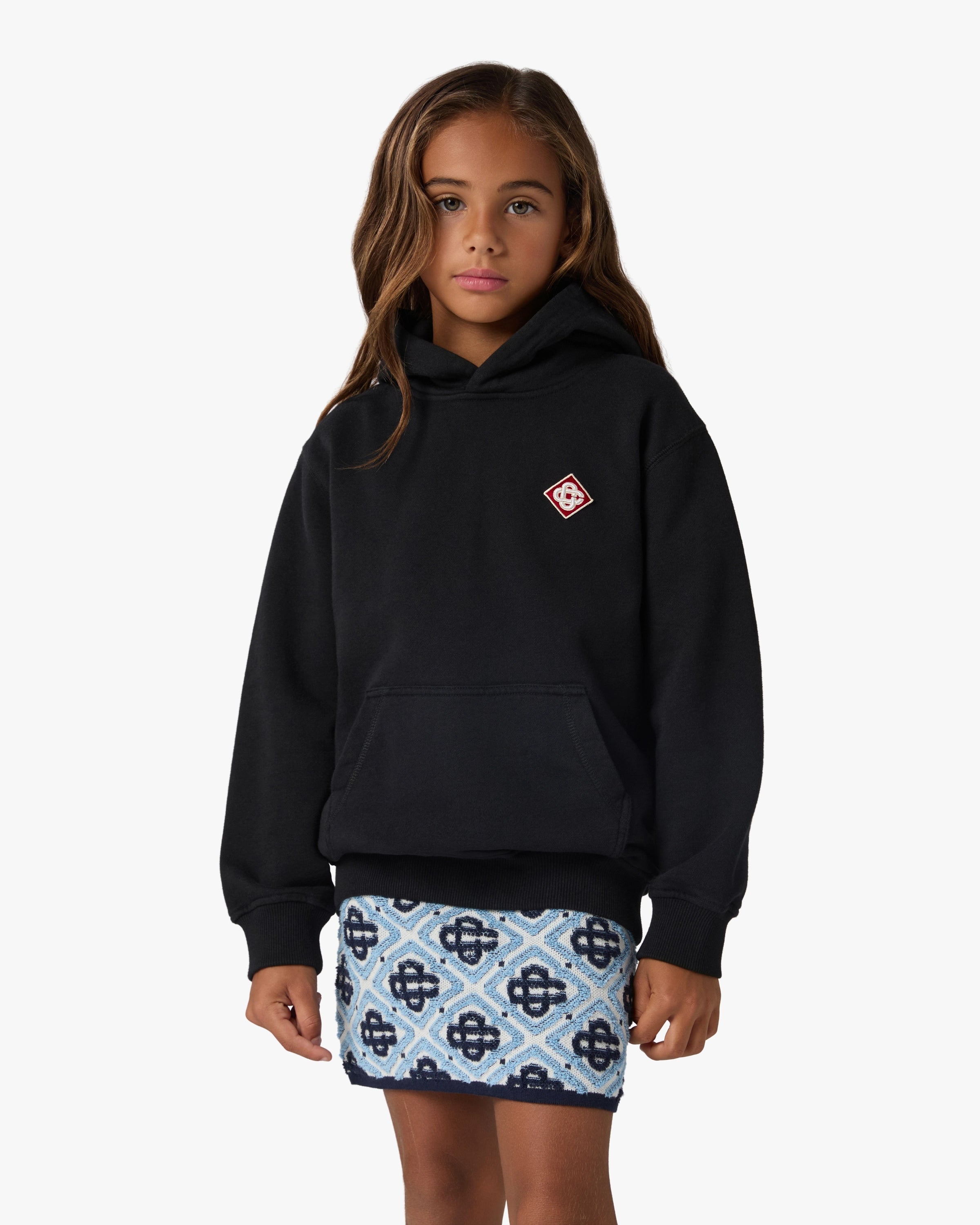 Casablanca Diamond Logo felpa cappuccio nera bambino cotone