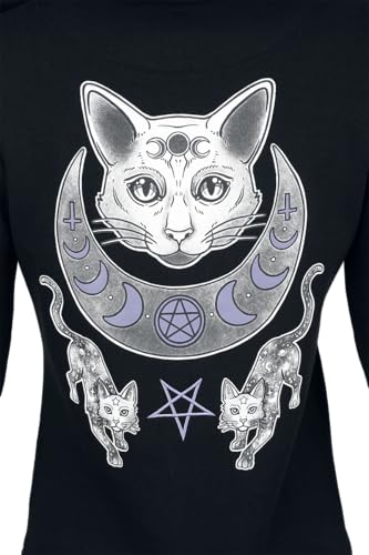 Gothicana by EMP Giacca con Cappuccio Nera Patch Gatto donna