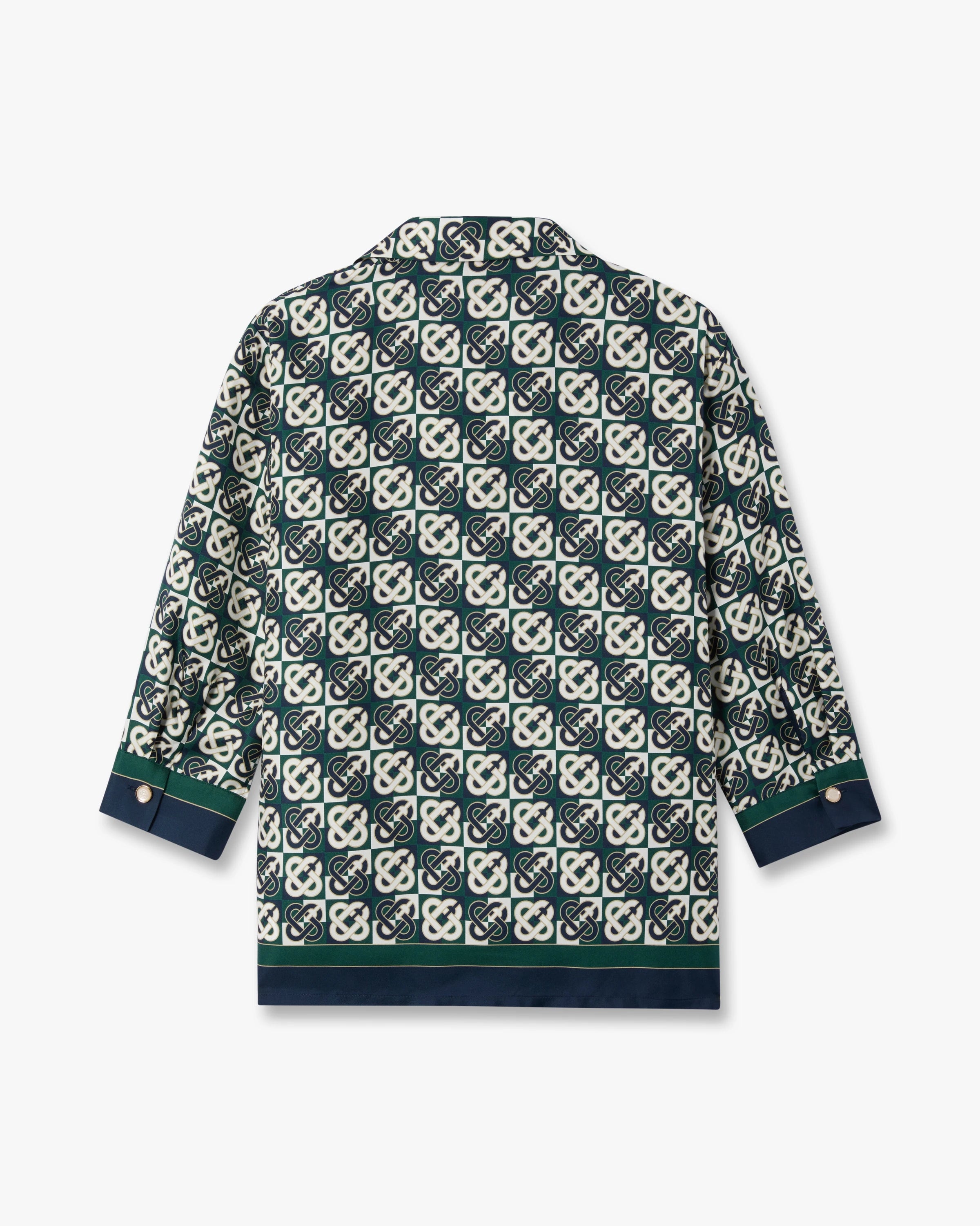 Casablanca Check Monogram camicia seta verde navy donna