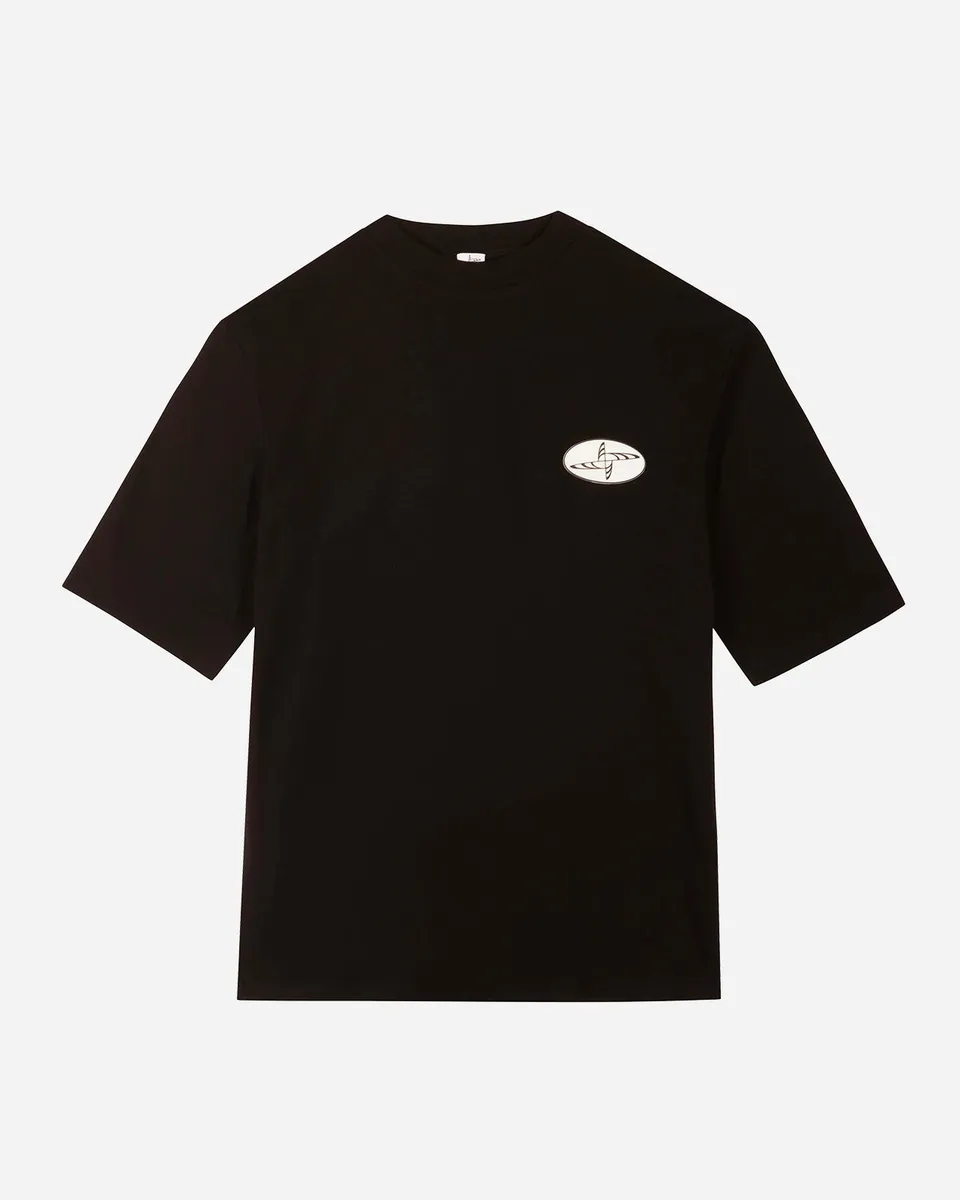 Noskra Logo t-shirt nera cotone patch cucita