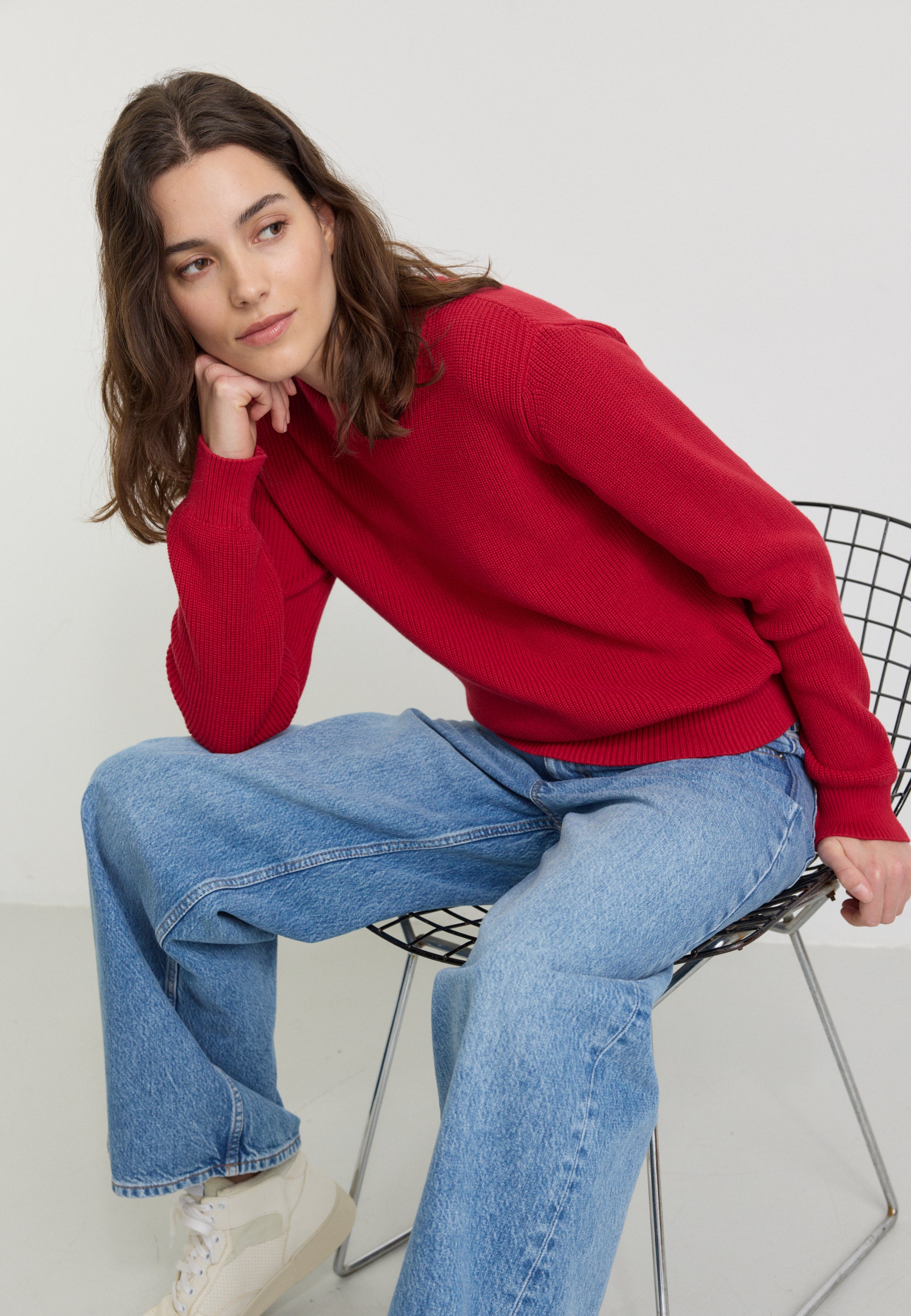 Recolution Longan maglione cotone bio rosso signal red