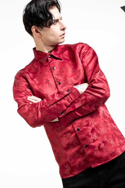 Gothicana by EMP Camicia Rose Rosso Scuro Maniche Lunghe taglia L