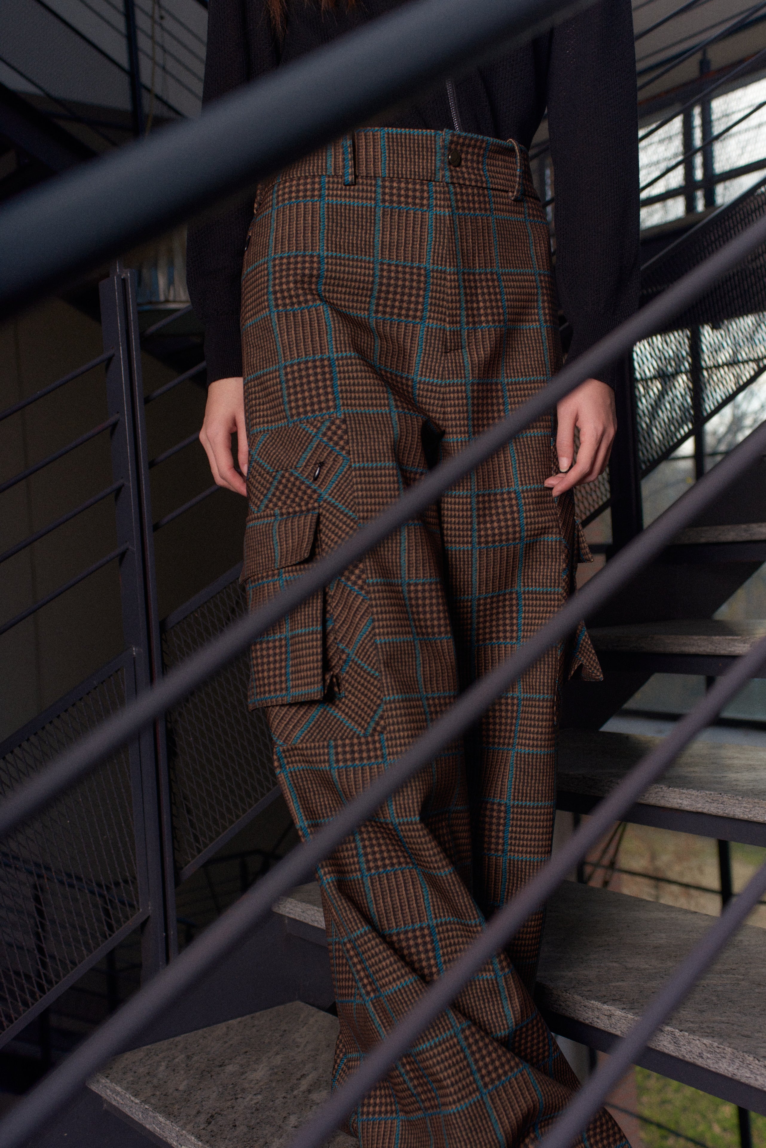 Noskra Cargo Check Pants pantaloni donna quadri cotone