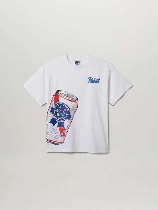 Maui and Sons x Pabst Blue Ribbon Crushed Can Puff Ink T-Shirt Bianca