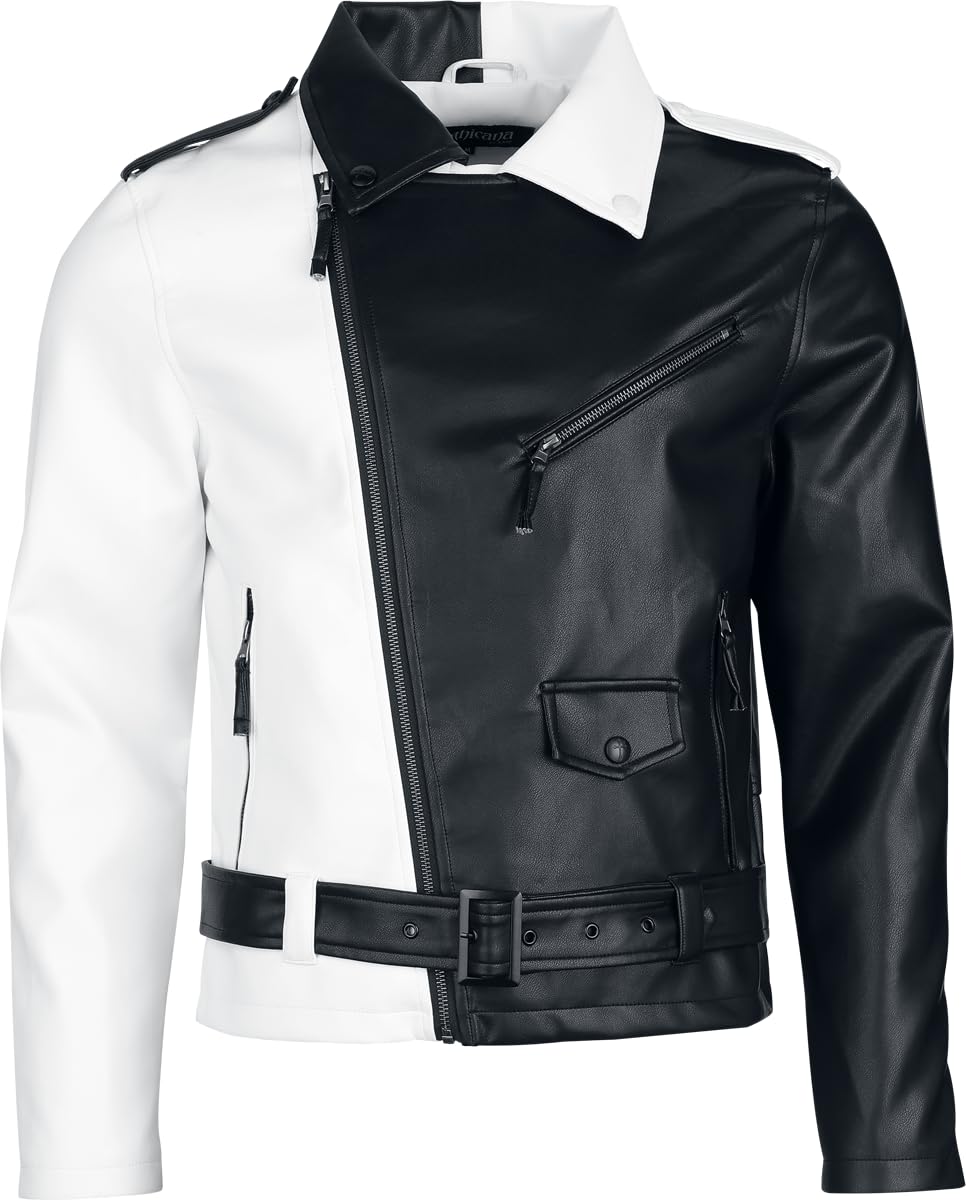 Gothicana by EMP giacca ecopelle uomo nero/bianco XL