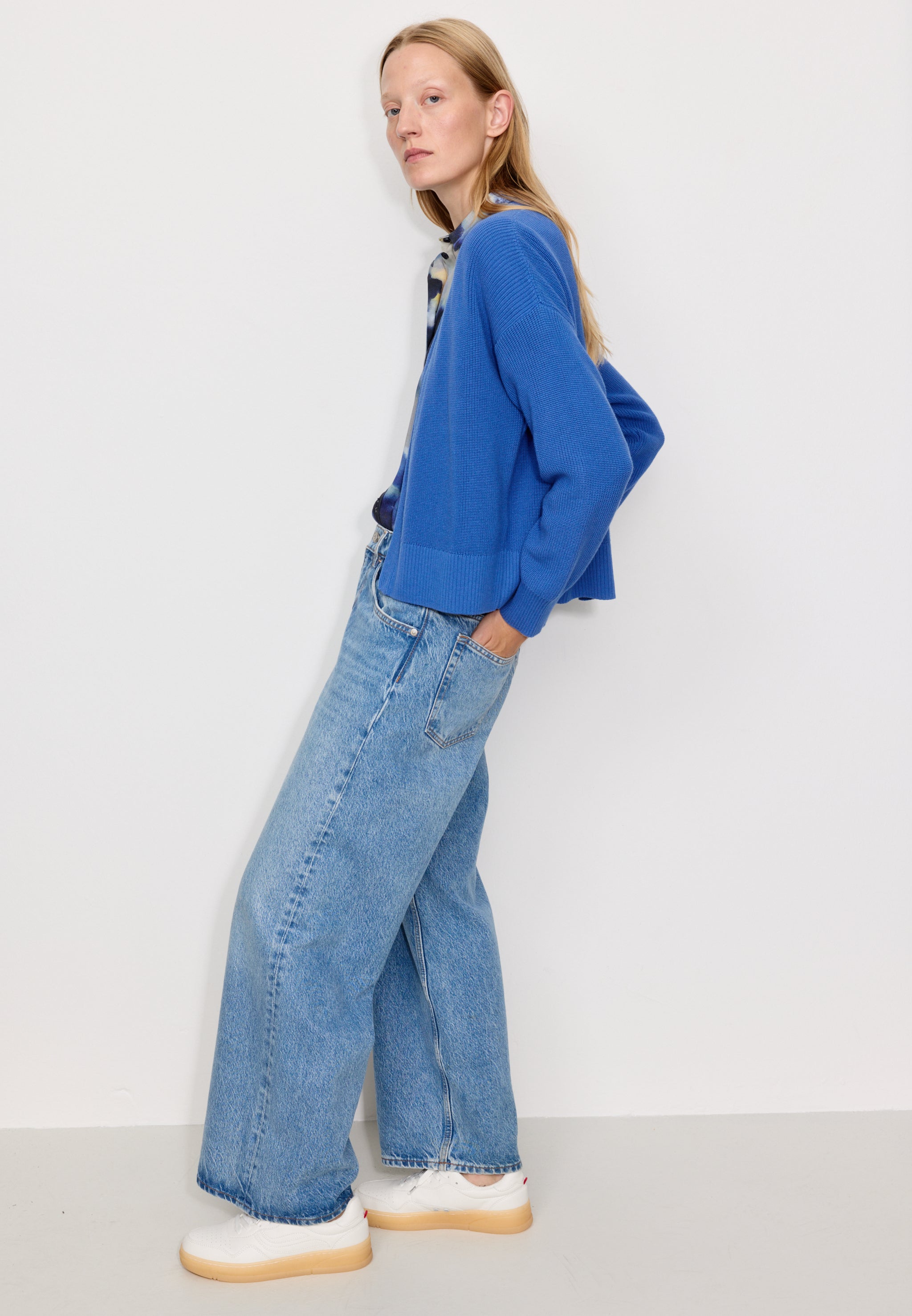Recolution Moringa cardigan cotone bio blu elettrico