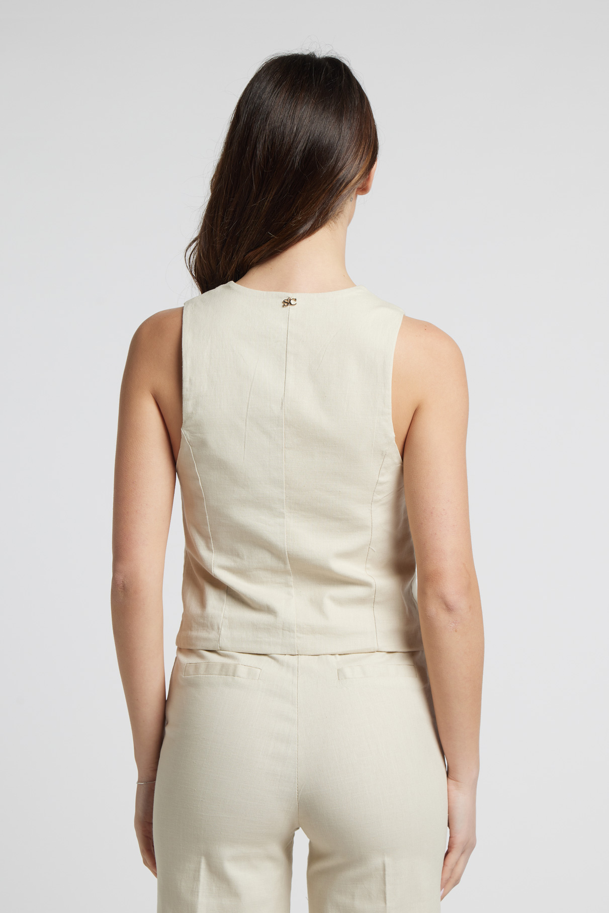 Sarah Chole 1589 completo gilet e pantalone ampio cotone