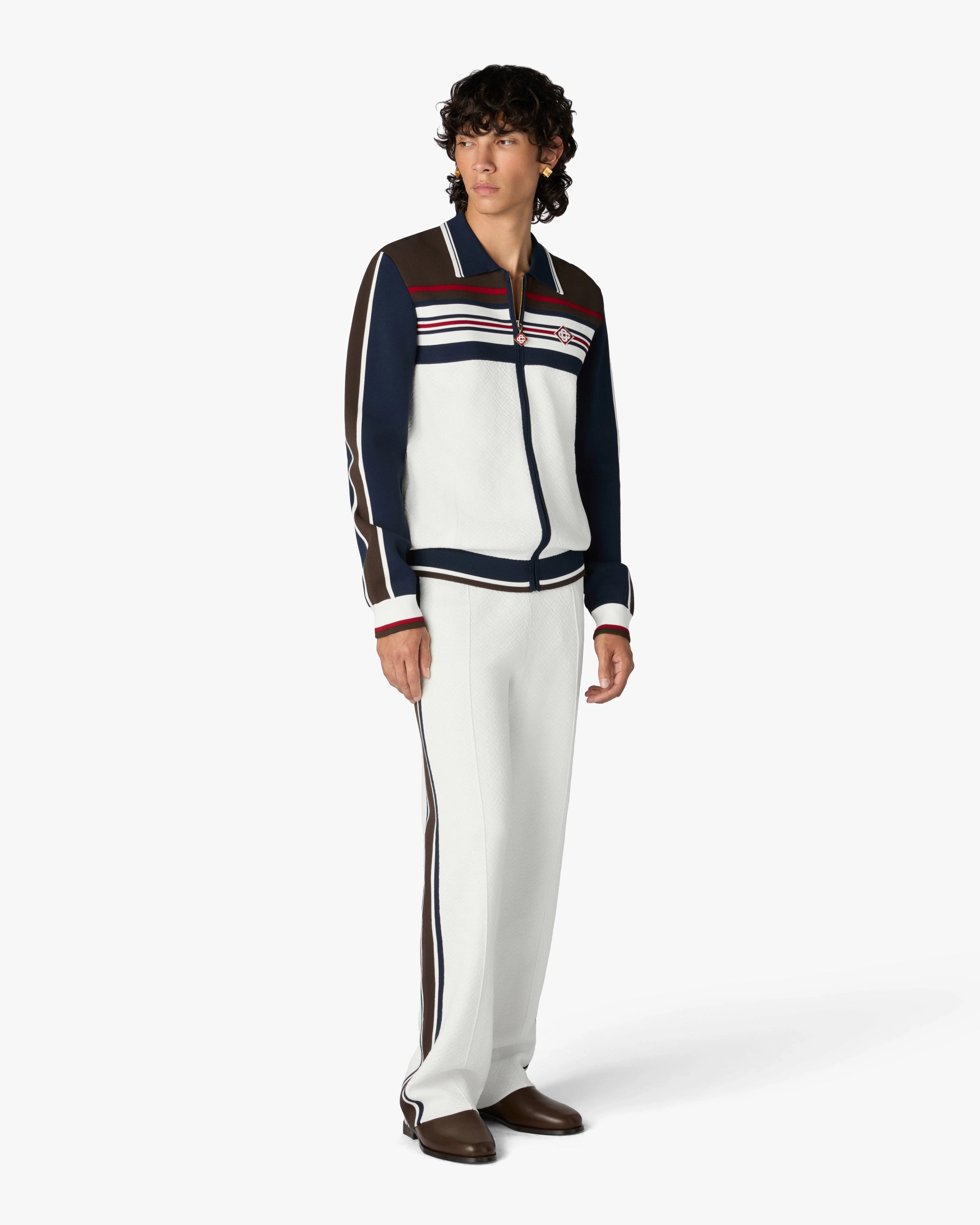 Casablanca Café Culture Stripe Track Pants pantaloni tuta bianco marrone blu