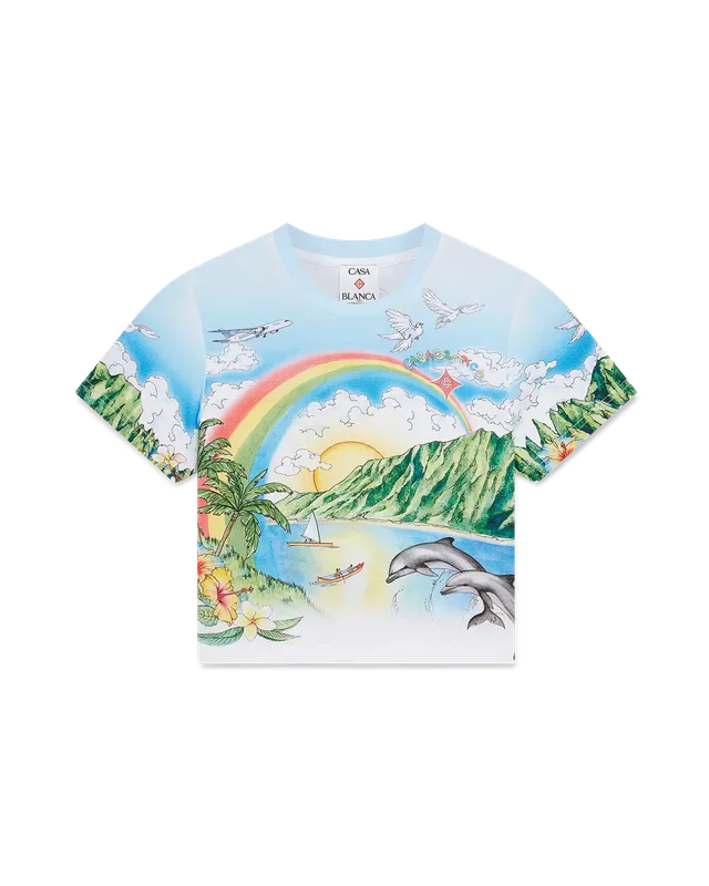 Casablanca Aloha baby tee cropped stampa elasticizzata