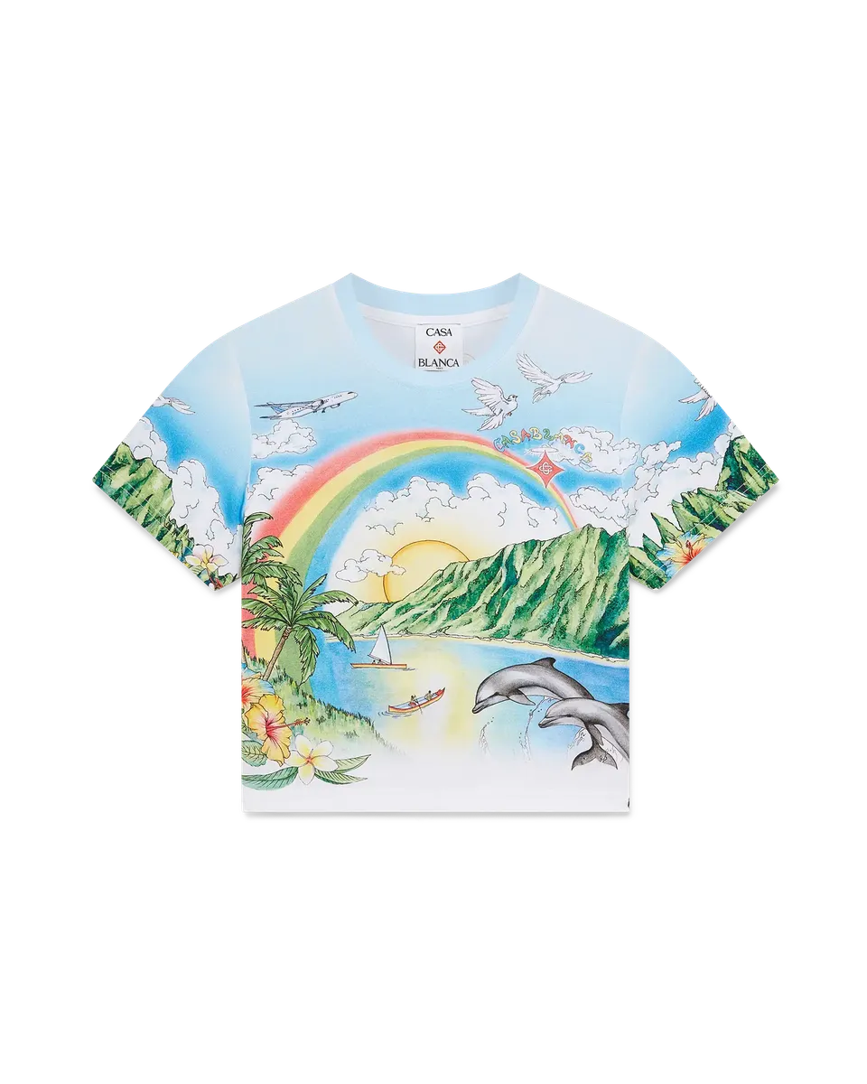 Casablanca Aloha baby tee cropped stampa elasticizzata