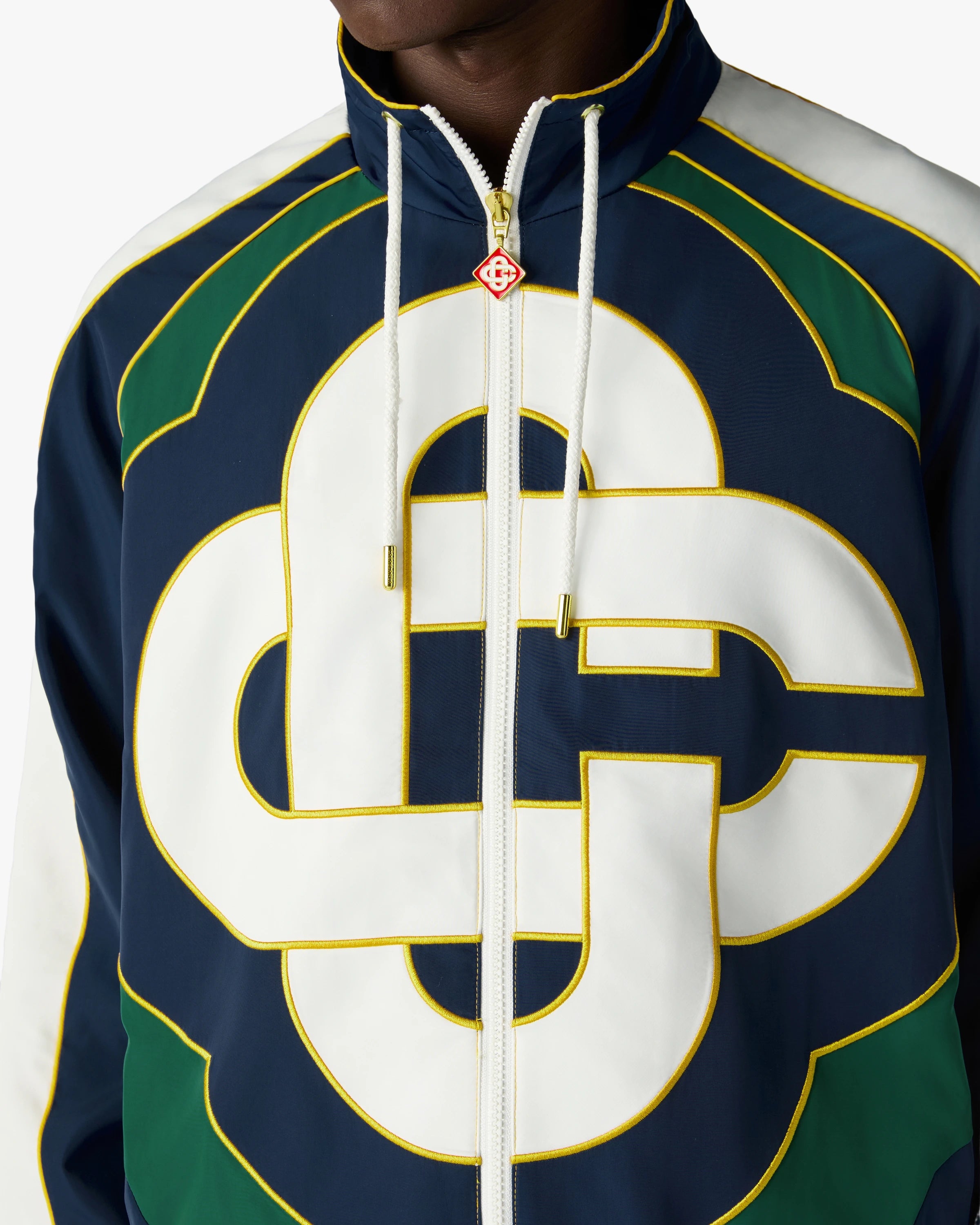 Casablanca Check Applique giacca antivento verde navy