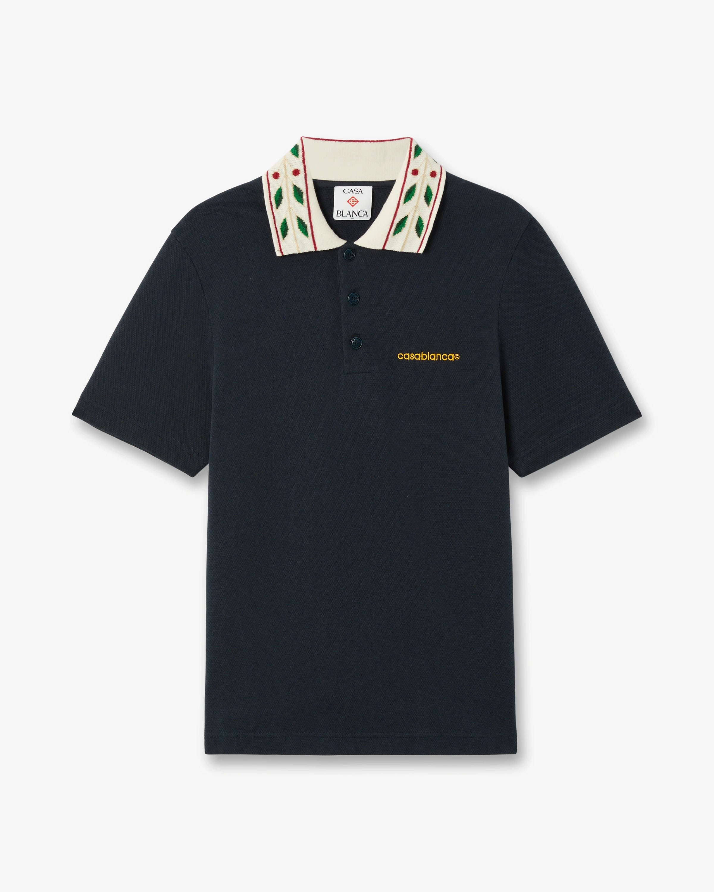 Casablanca Laurel polo piqué navy cotone bio uomo