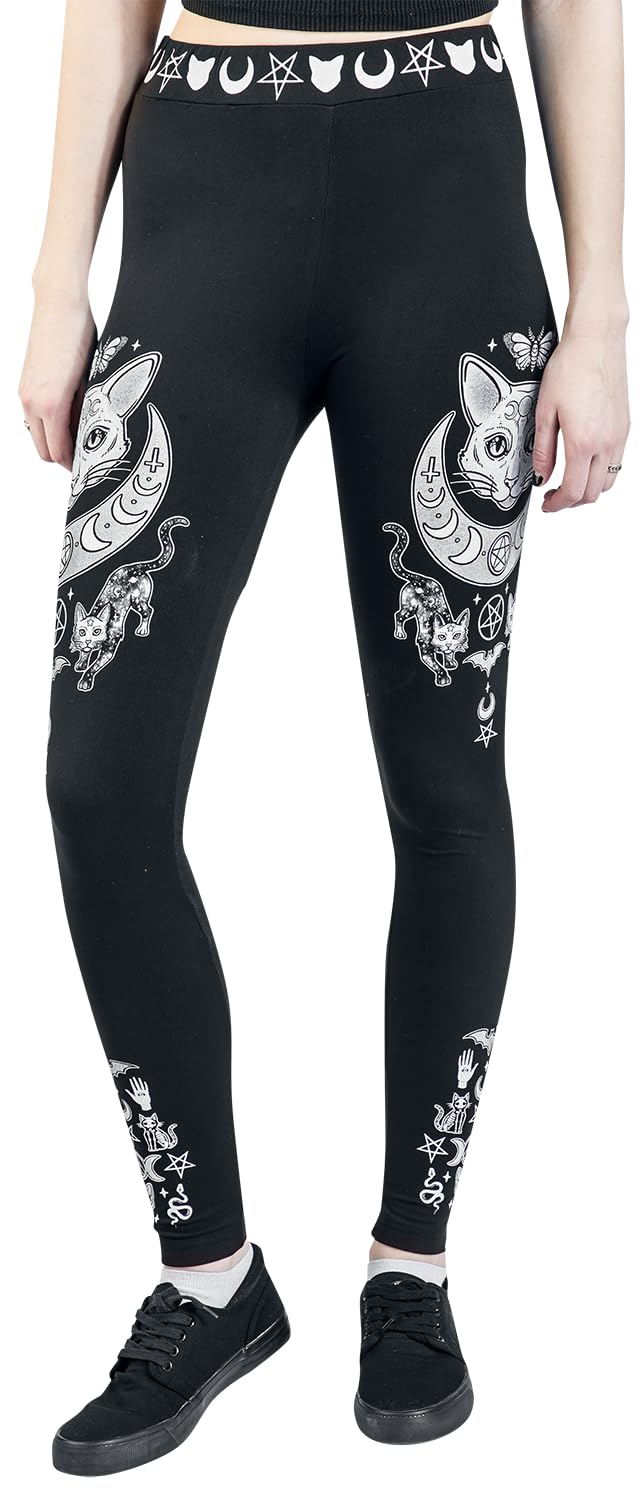 Gothicana by EMP Leggings Neri Cintura Elastica Taglia L