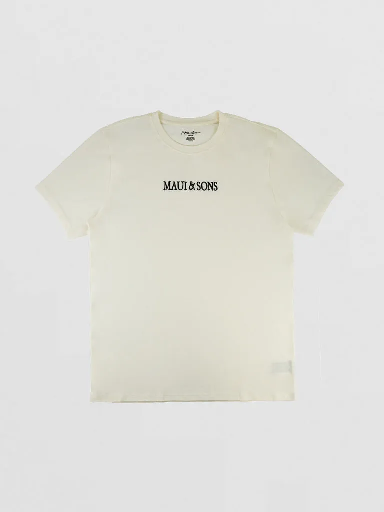 Maui and Sons Rooster t-shirt bone ricamo petto cotone