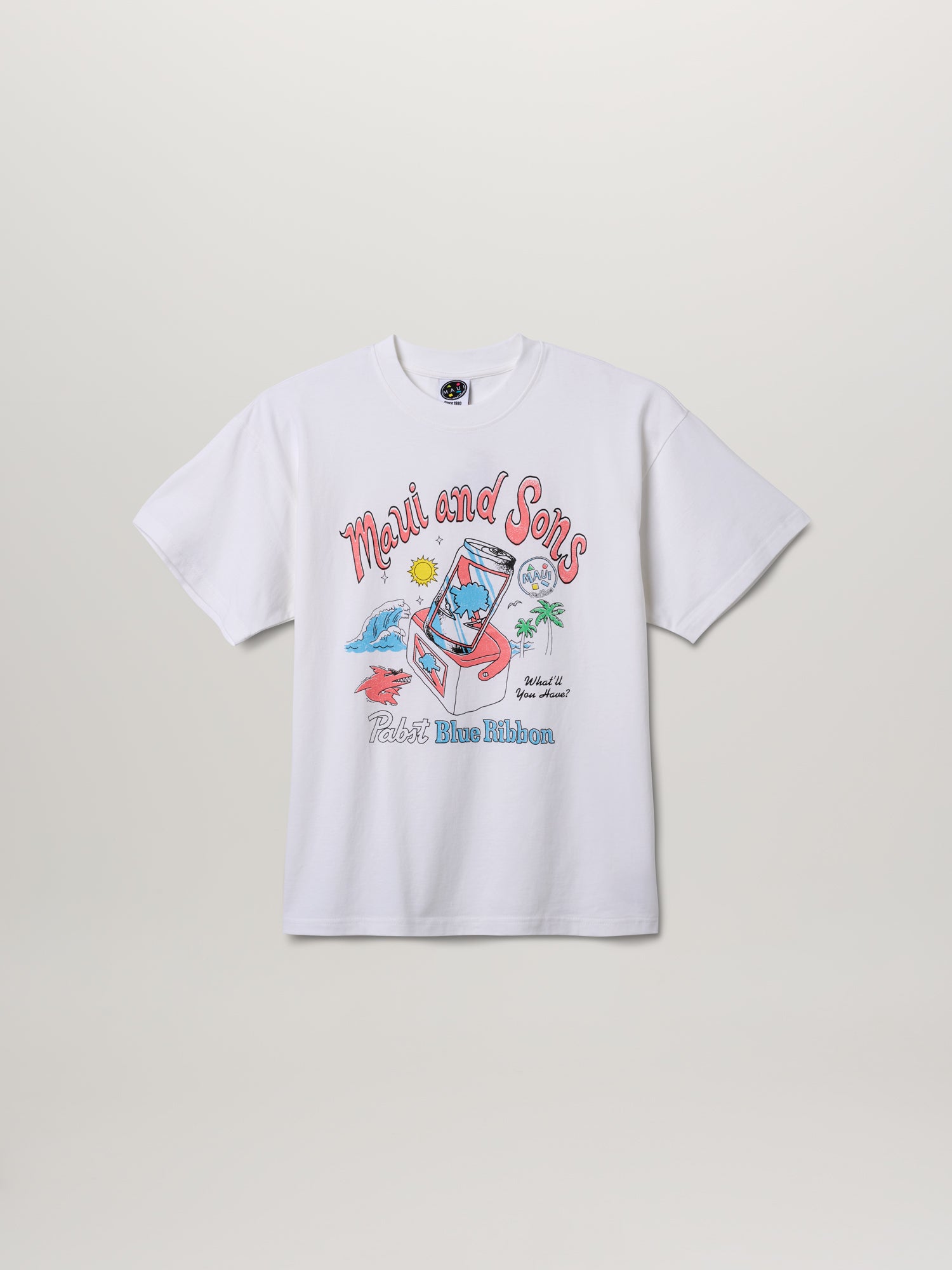 Maui and Sons Cooler Pabst t-shirt bianca cotone leggero