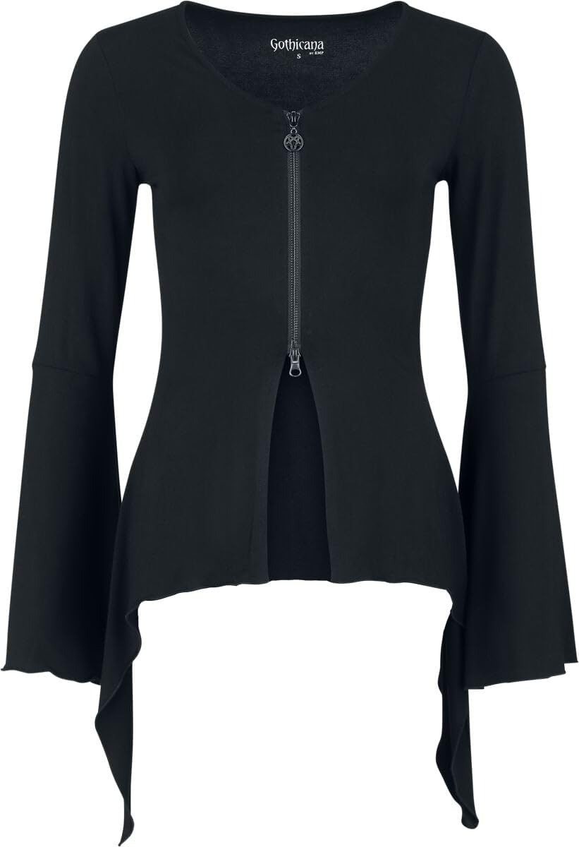 Gothicana by EMP cardigan nero L scollo V metallo
