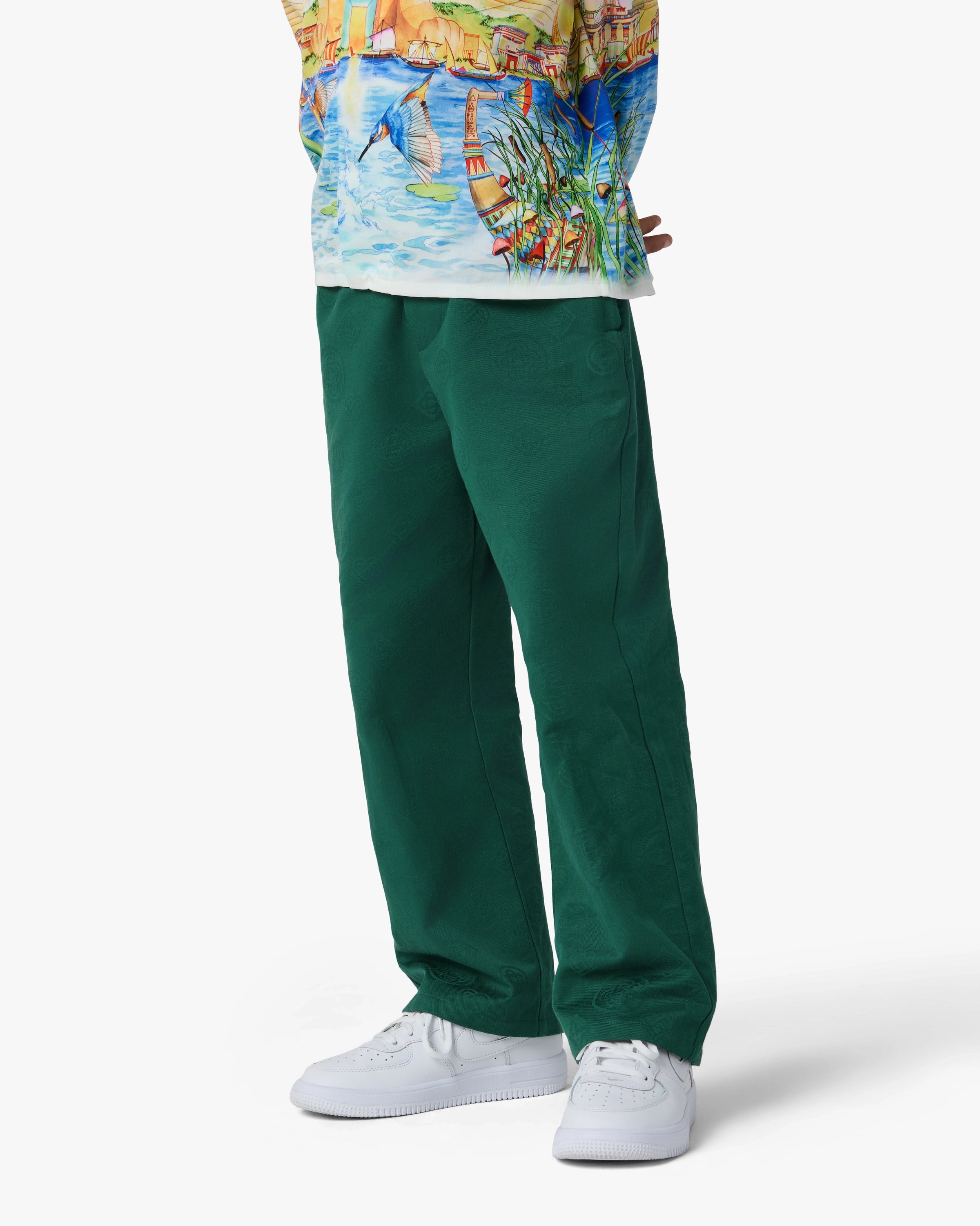 Casablanca Children's Green Monogram Chino Trousers bimbo verdi