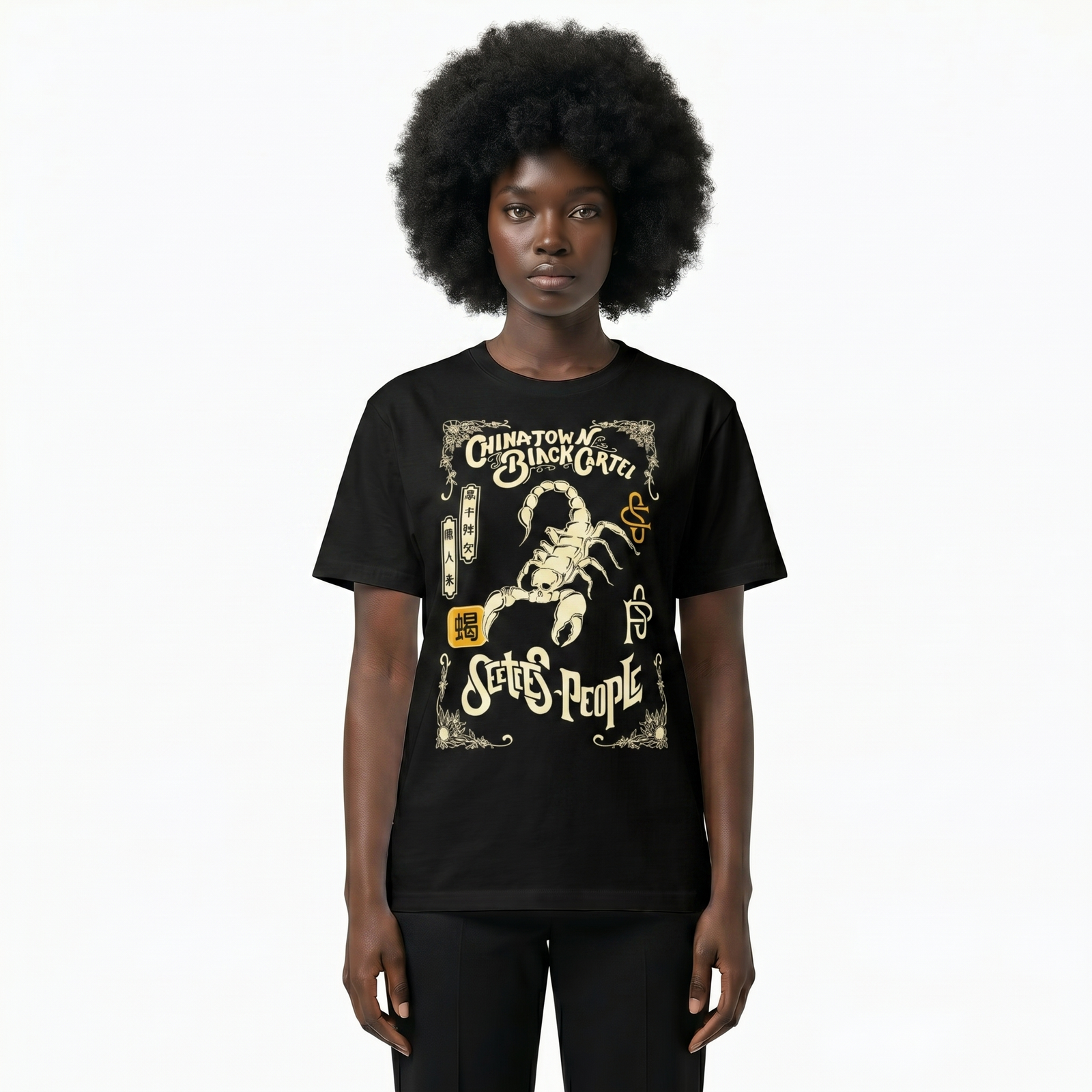 Seetees Black Scorpion t-shirt stampa scorpione