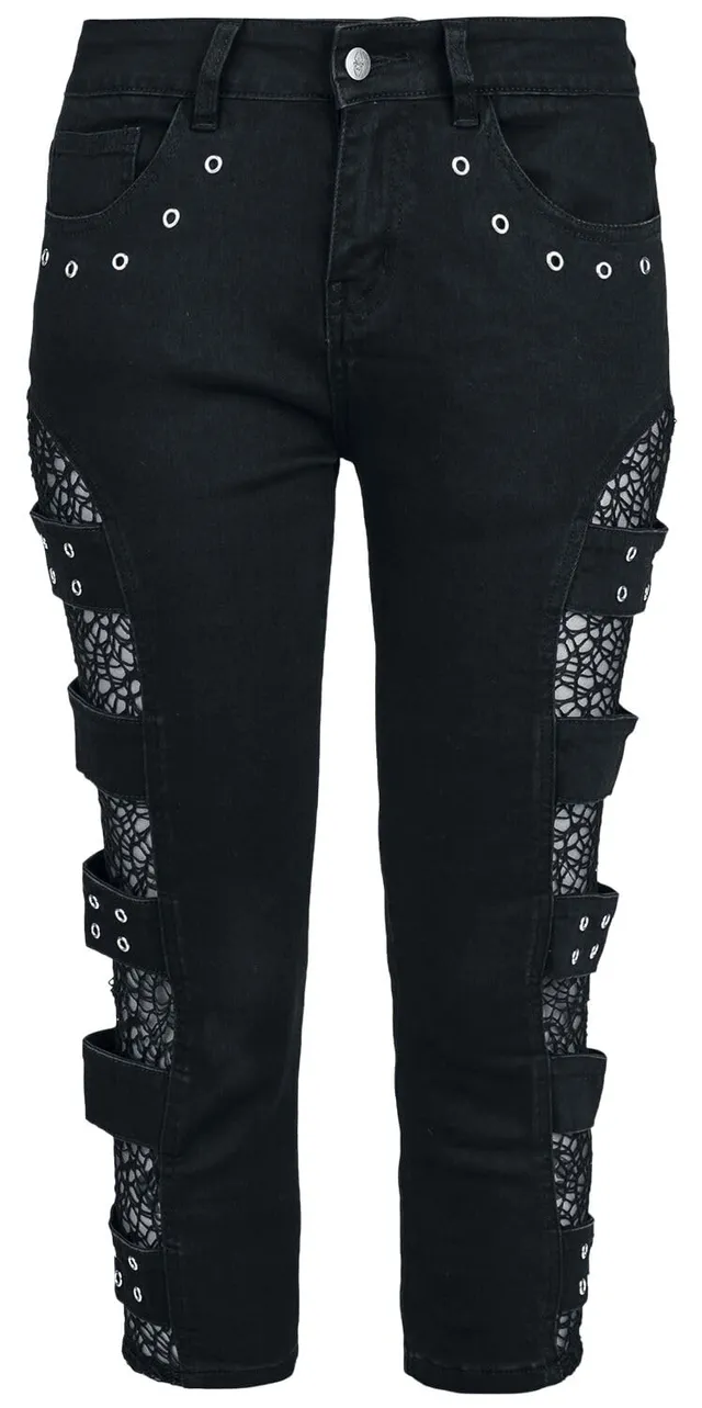 Gothicana by EMP pantaloncini 3/4 denim neri rete 30