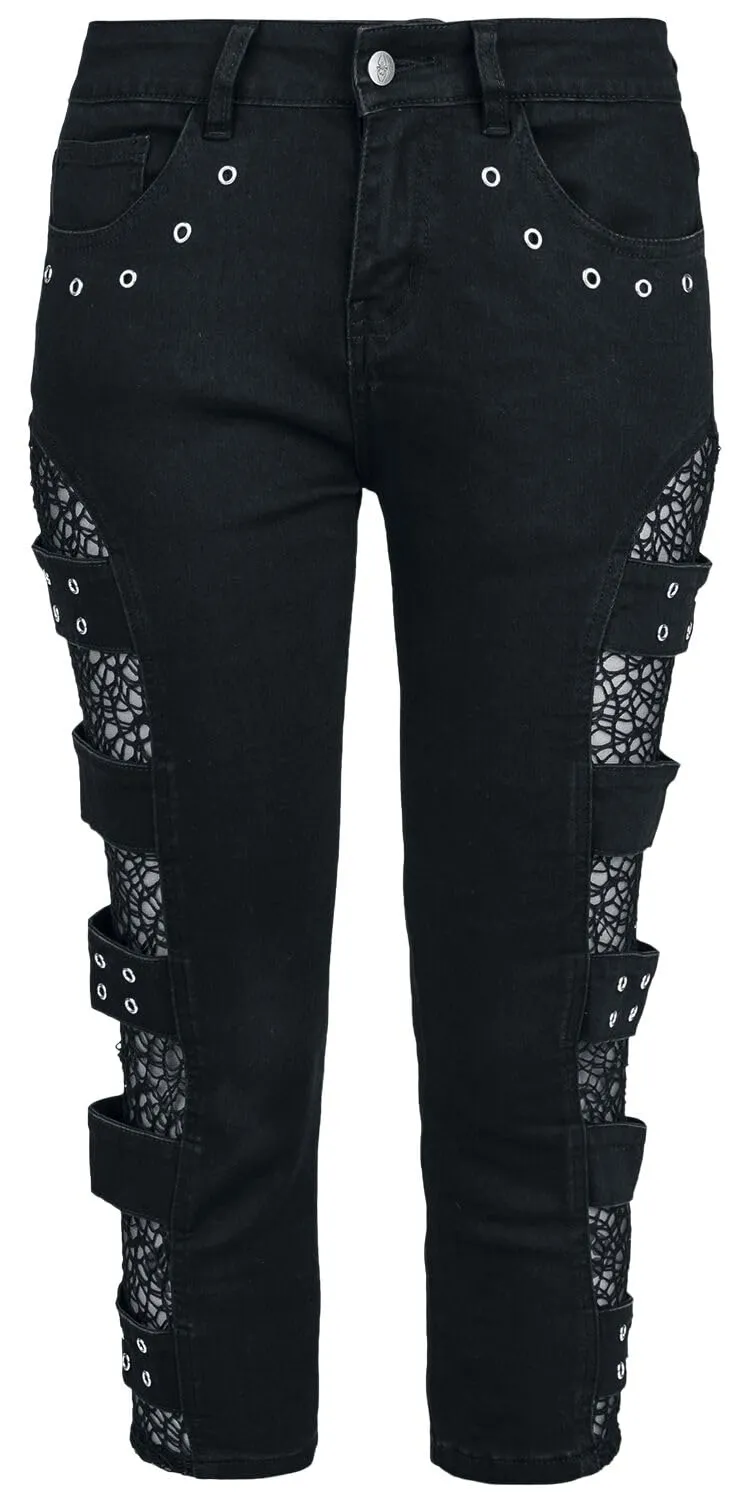 Gothicana by EMP pantaloncini 3/4 denim neri rete 30