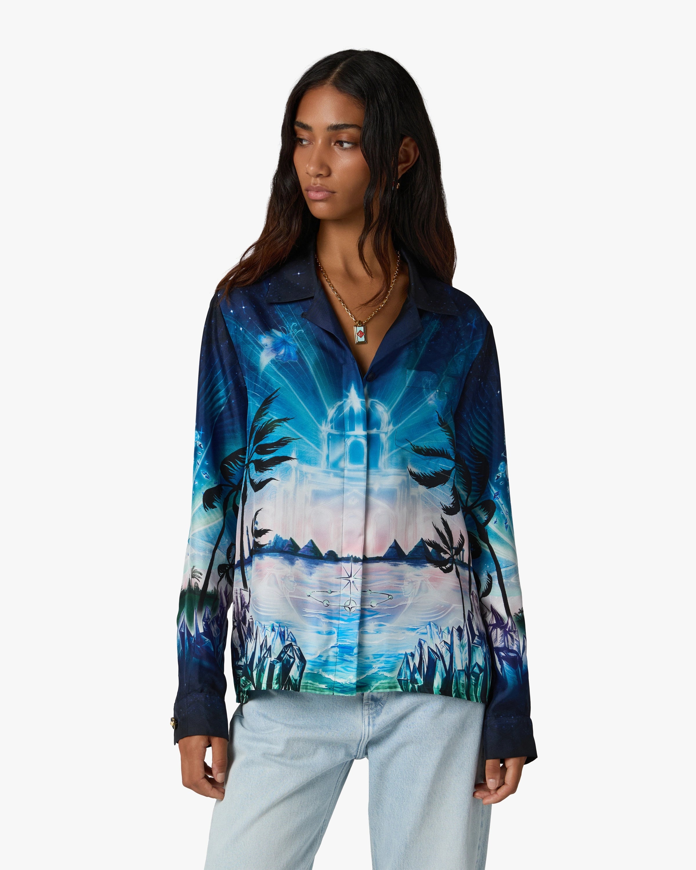 Casablanca Crystal Alchemy camicia donna seta multicolore