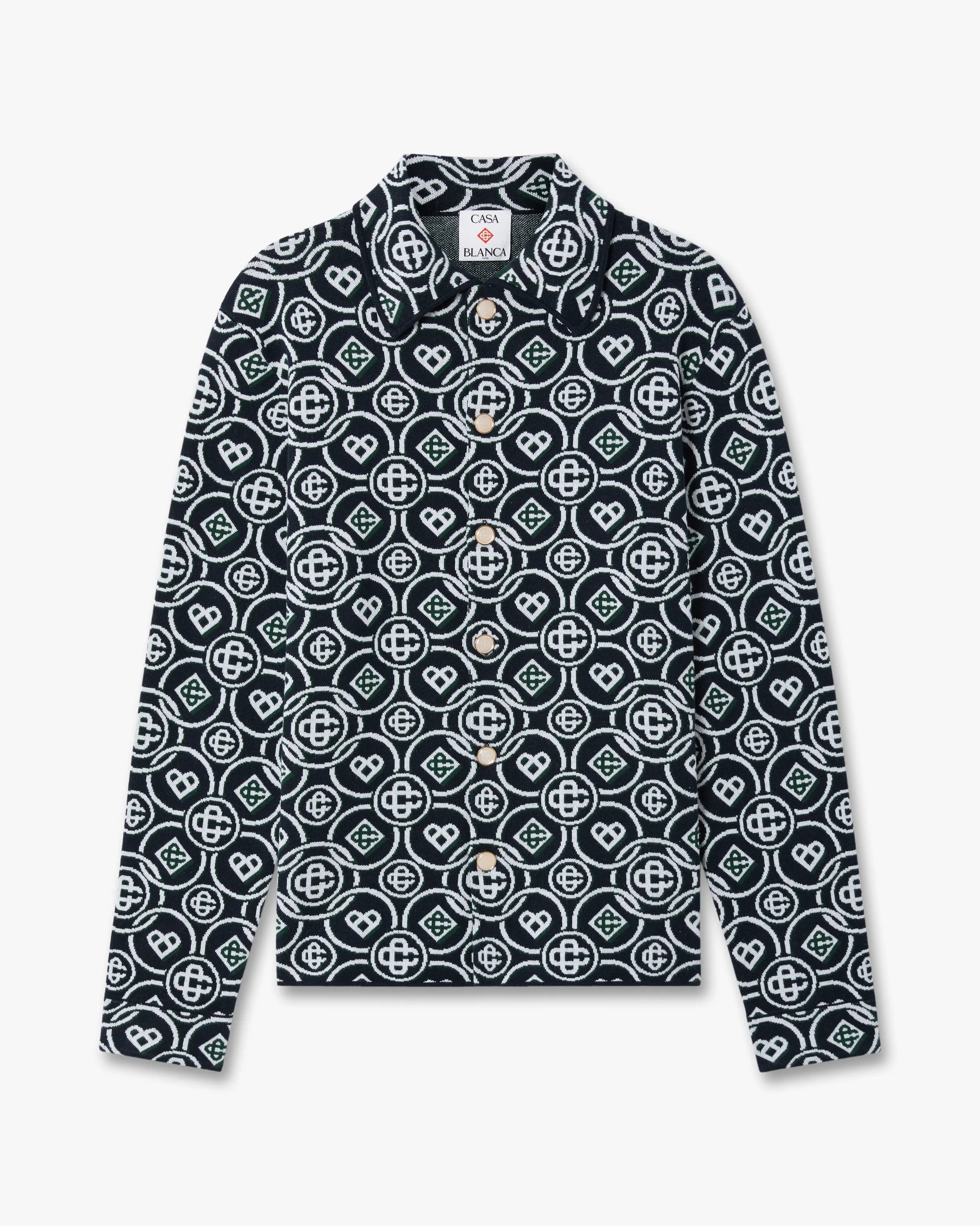 Casablanca Icon Monogram camicia manica lunga verde