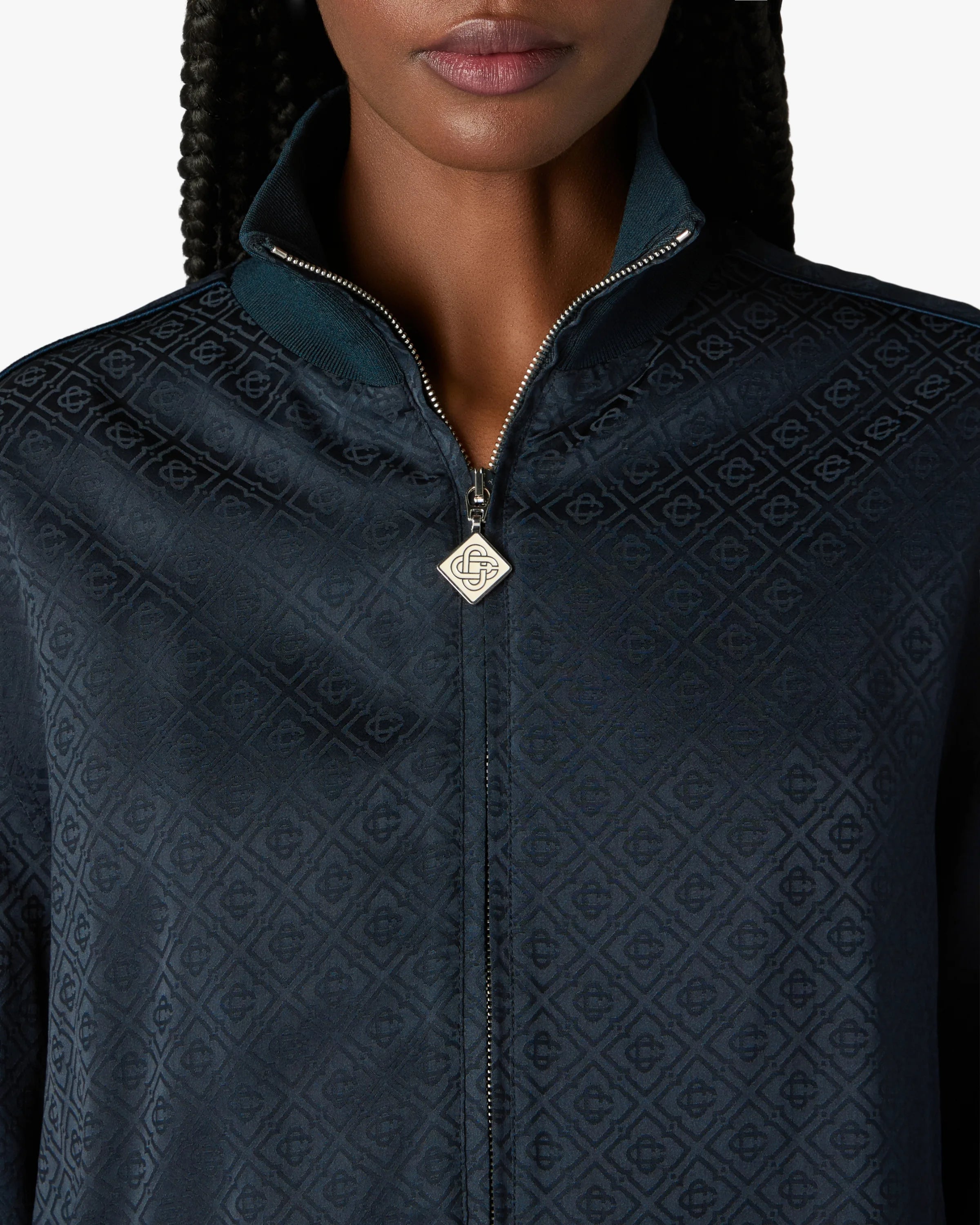 Casablanca Navy Monogram giacca tuta navy viscosa
