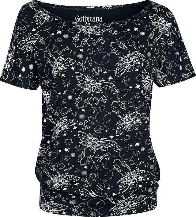 Gothicana by EMP T-Shirt Nero Stampa Totale Donna