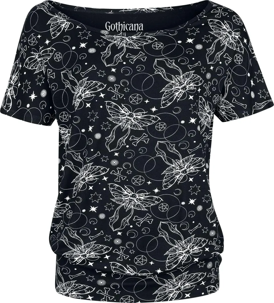 Gothicana by EMP T-Shirt Nero Stampa Totale Donna